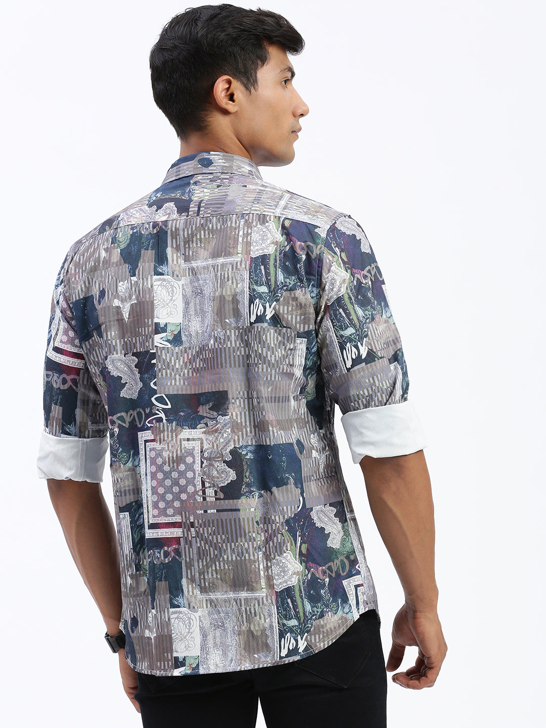 Men Abstract Multi Slim Fit Shirt