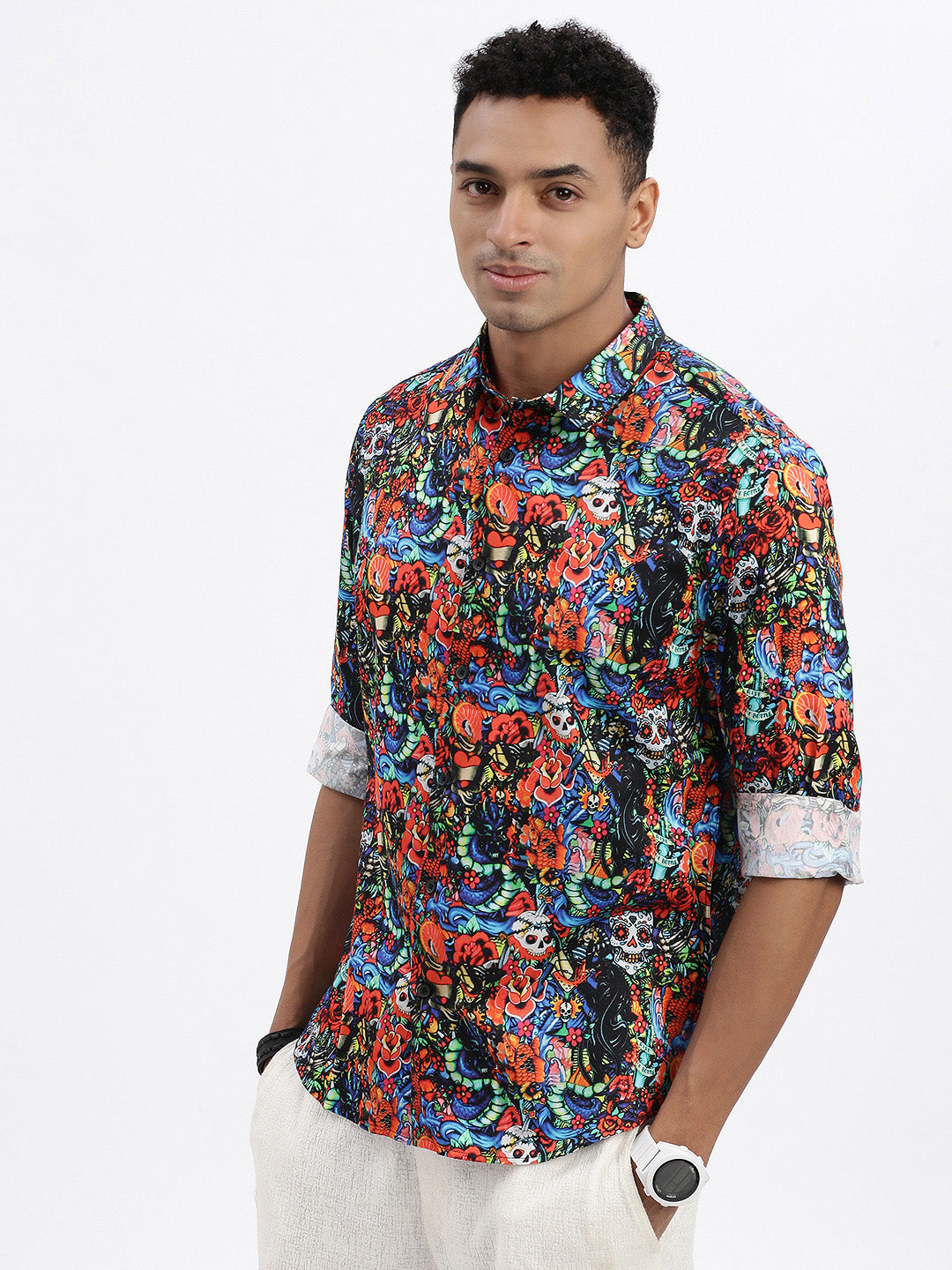 Men Multi Abstract Slim Fit Shirt