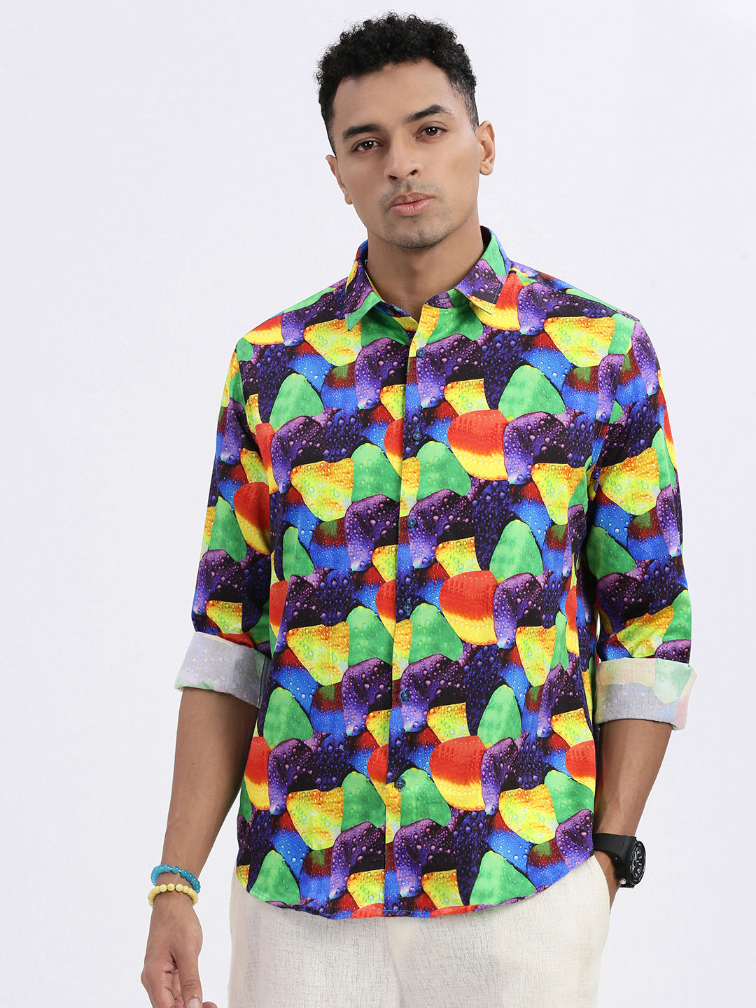 Men Multi Abstract Slim Fit Shirt