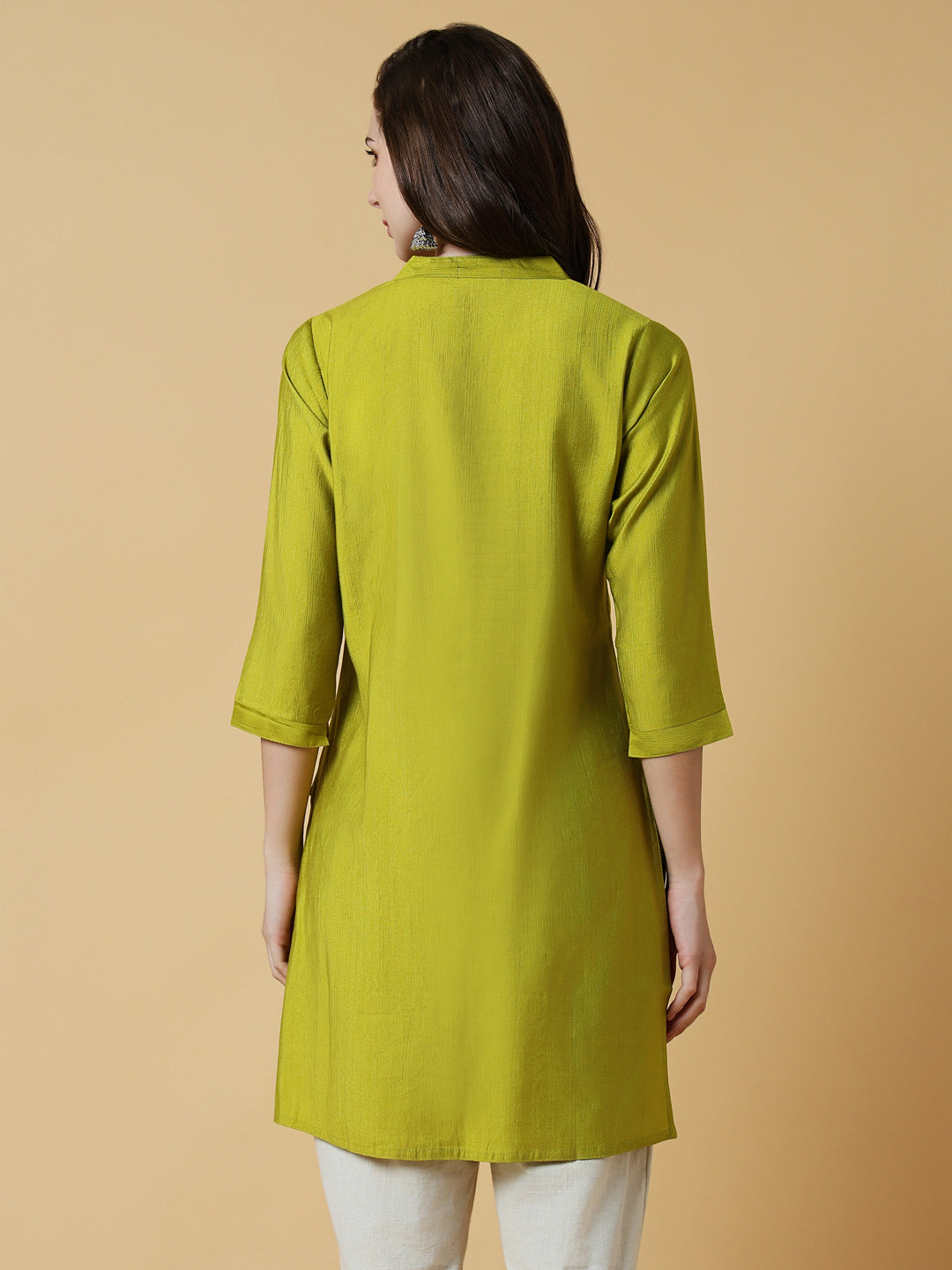 Women Green Solid Straight Kurti