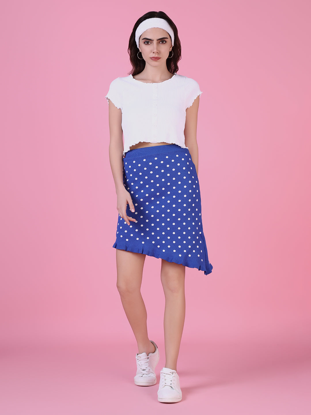 Women Blue Geometric A-Line Skirt