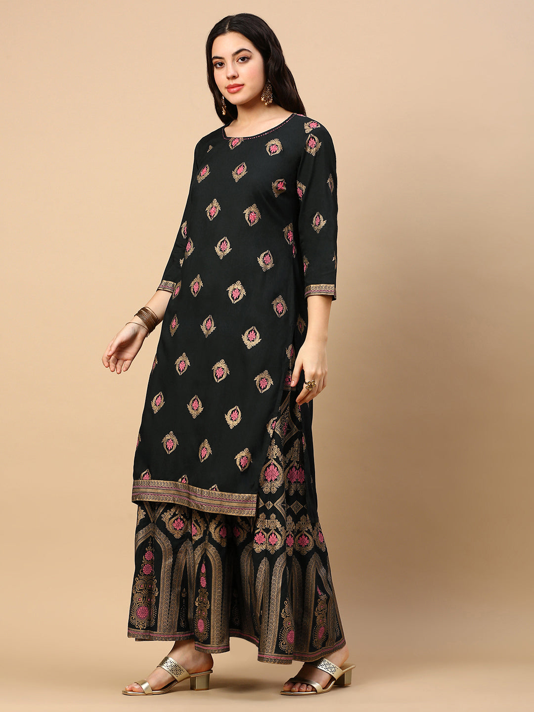 Women Graphic Green Straight Kurta Set