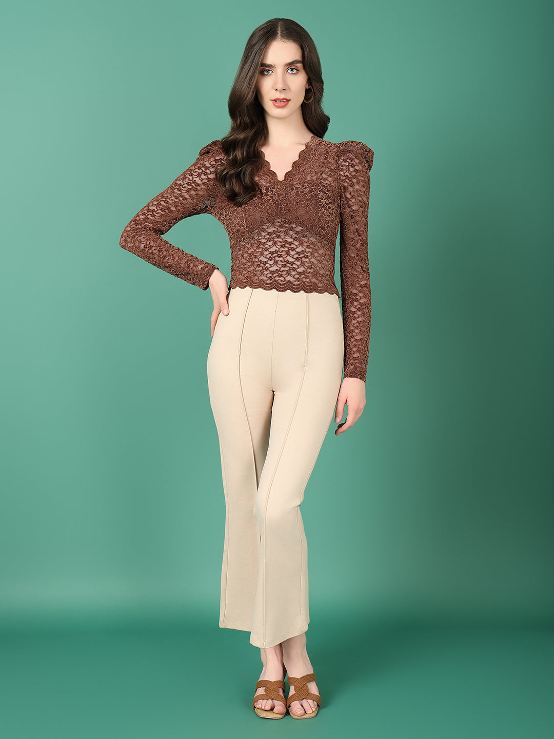 Women Brown Solid Top