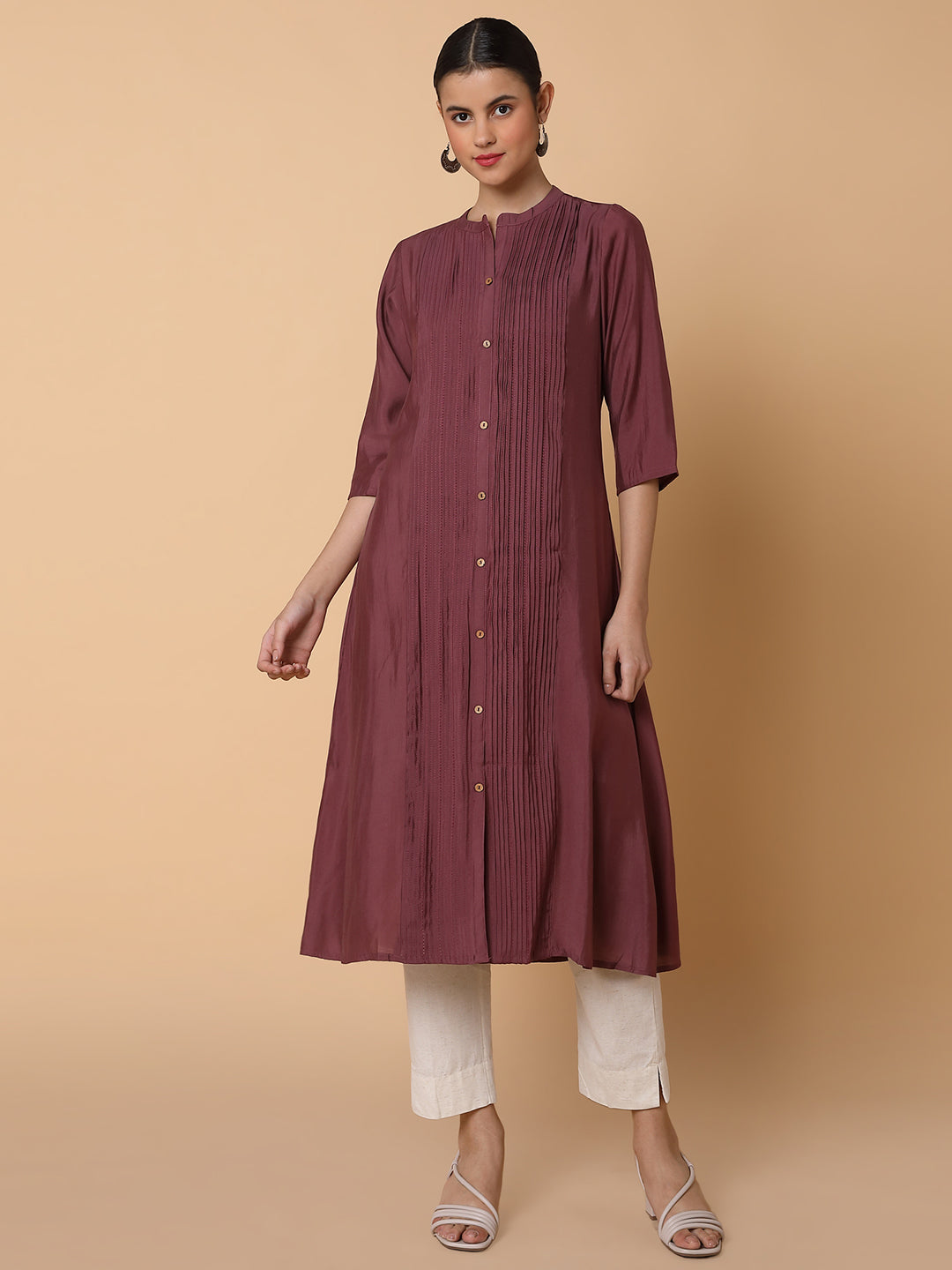 Women Solid Lavender A Line Kurta