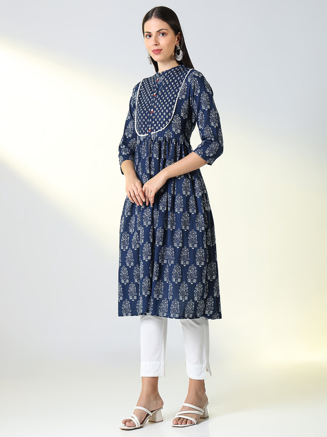 Women Blue Ethnic Motifs Anarkali Kurta