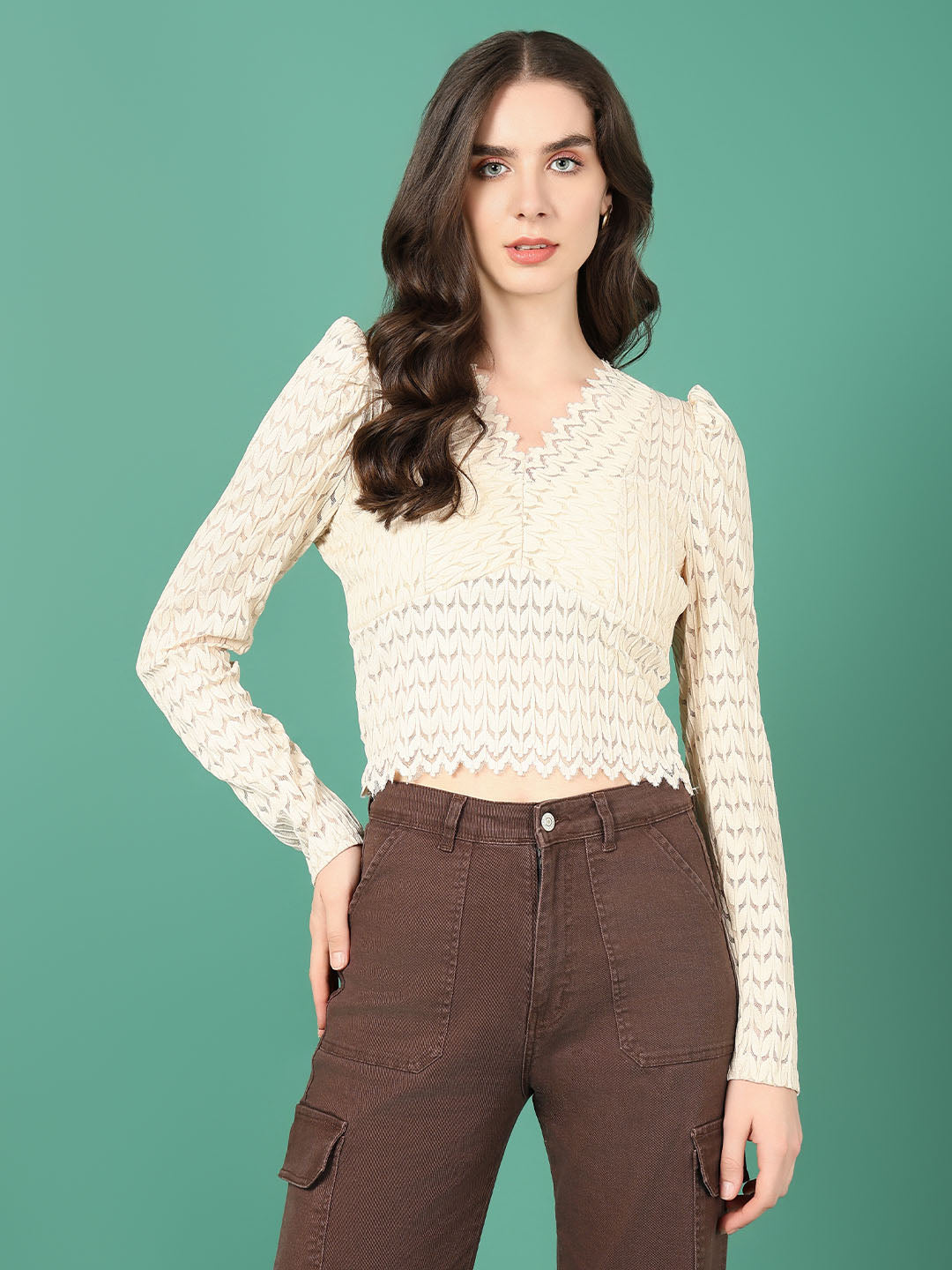 Women Beige Solid Top