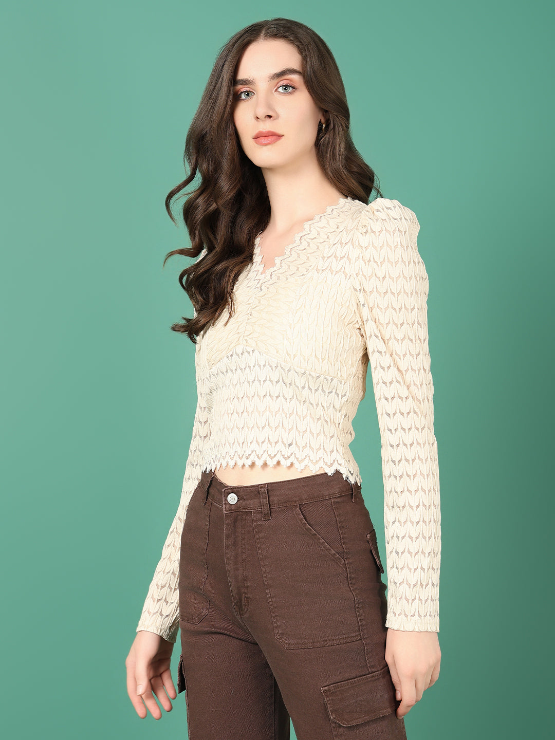 Women Beige Solid Top