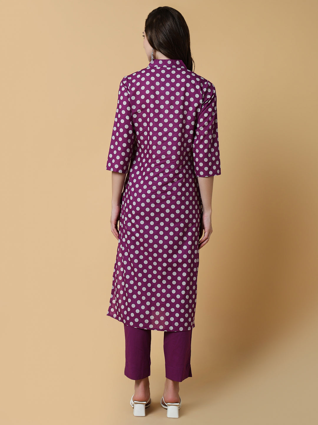 Women Geometric Purple Straight Kurta Set