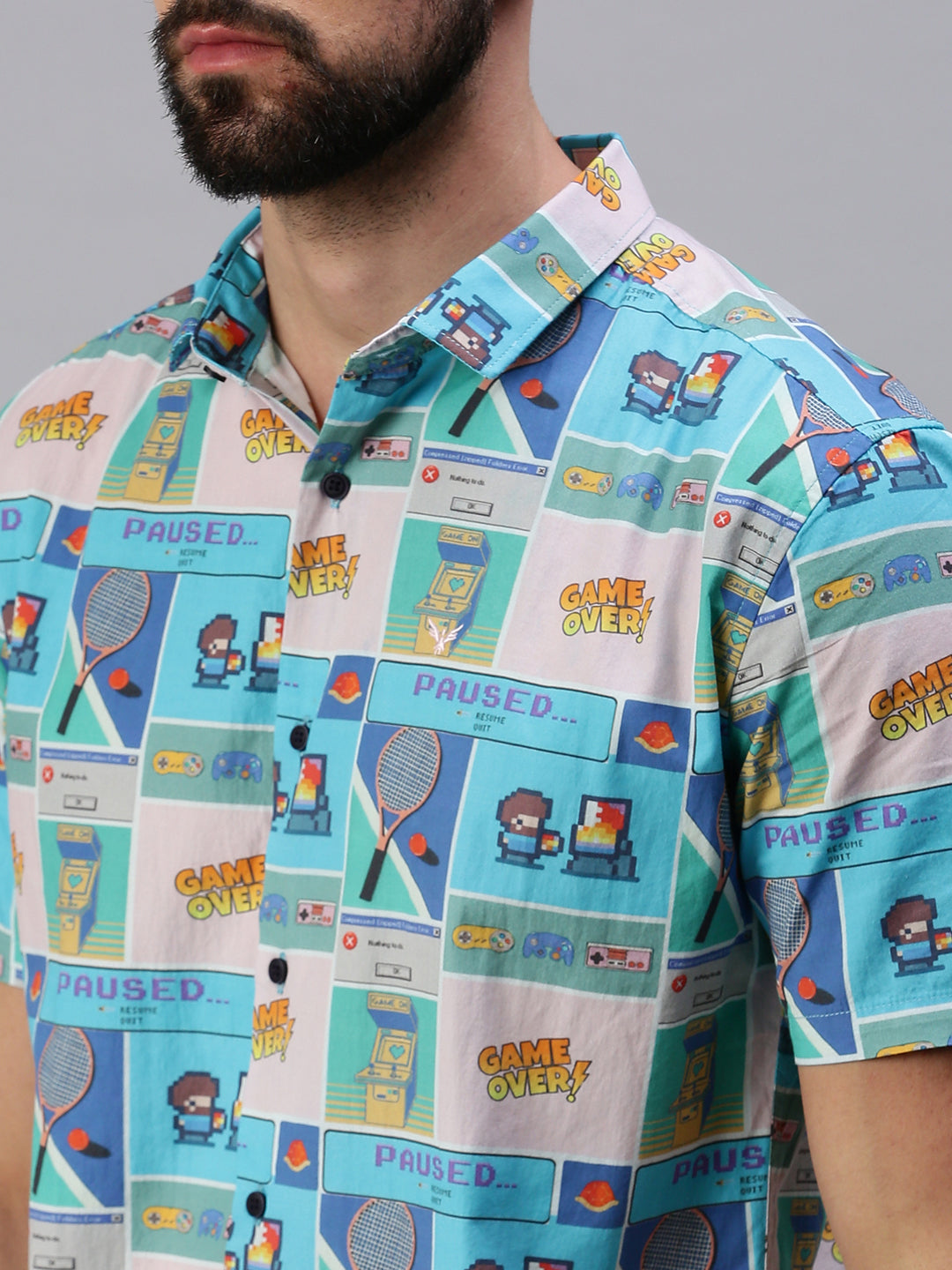 Men Spread Collar Printed Multi Shirt