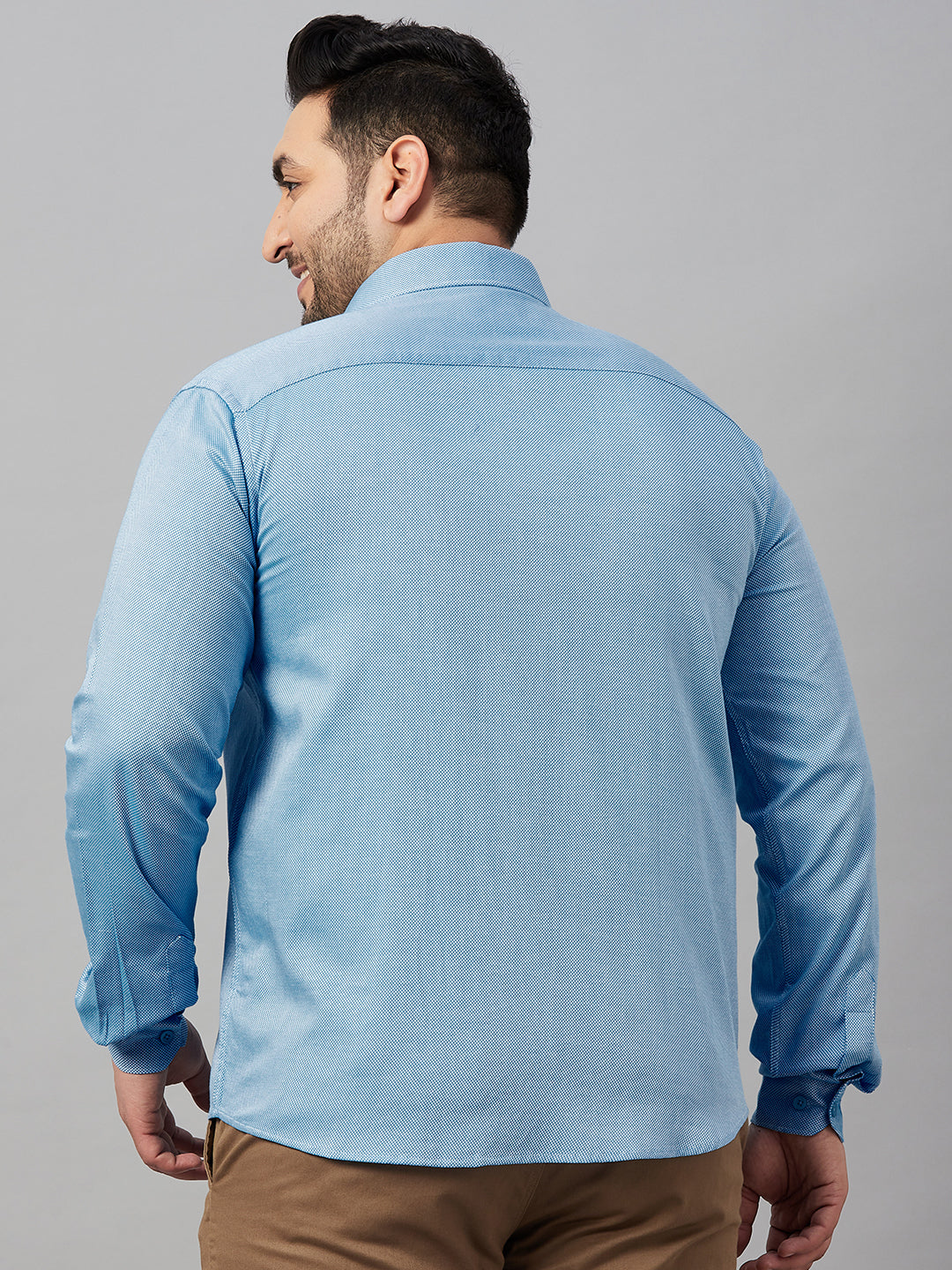 Men Self Design Blue Smart Shirt