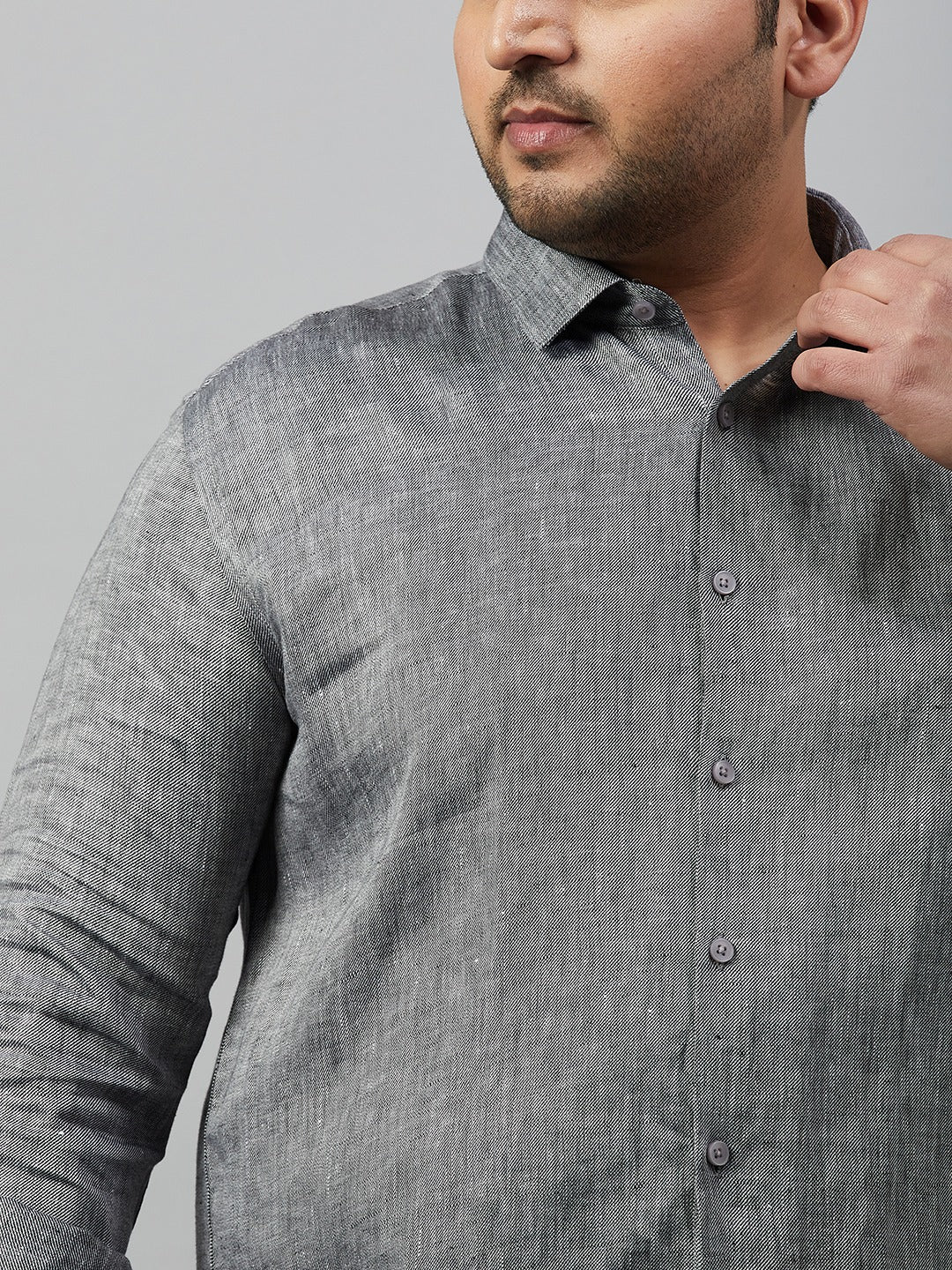 Men Self Design Grey Smart Shirt