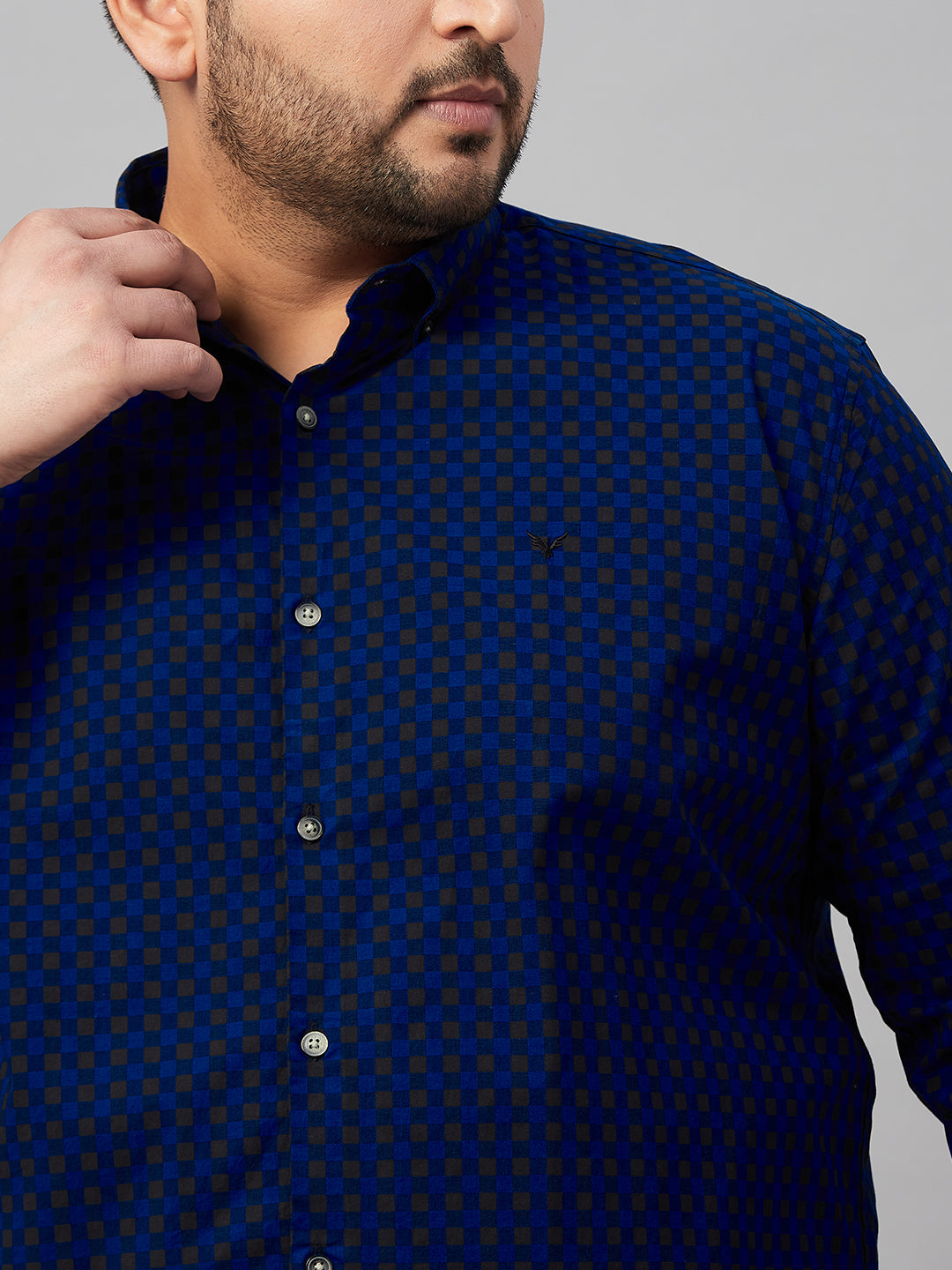 Men Checked Blue Shirt