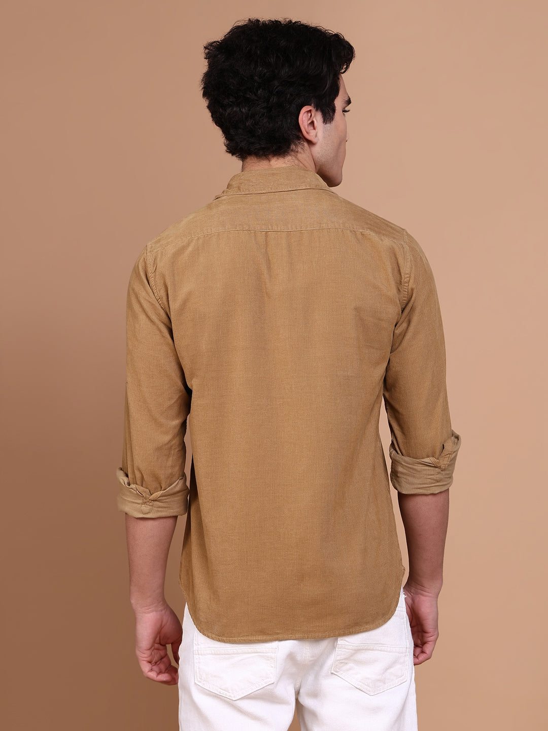 Men Khaki Solid Shirt