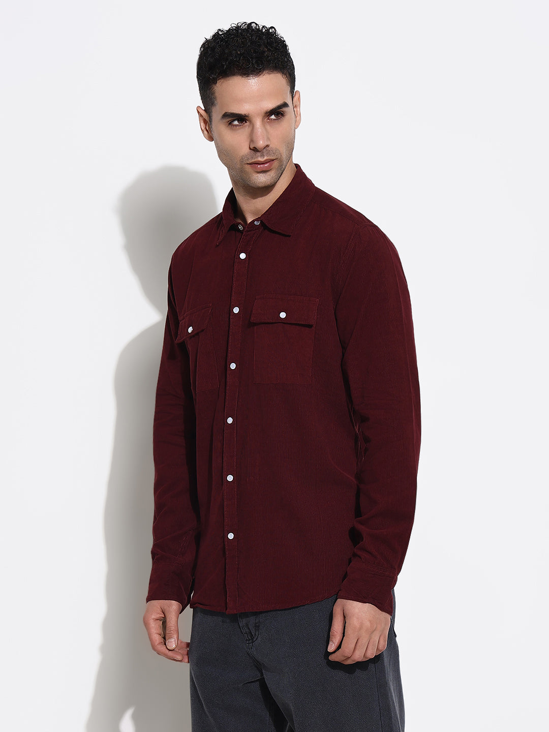 Men Burgundy Solid Shirt