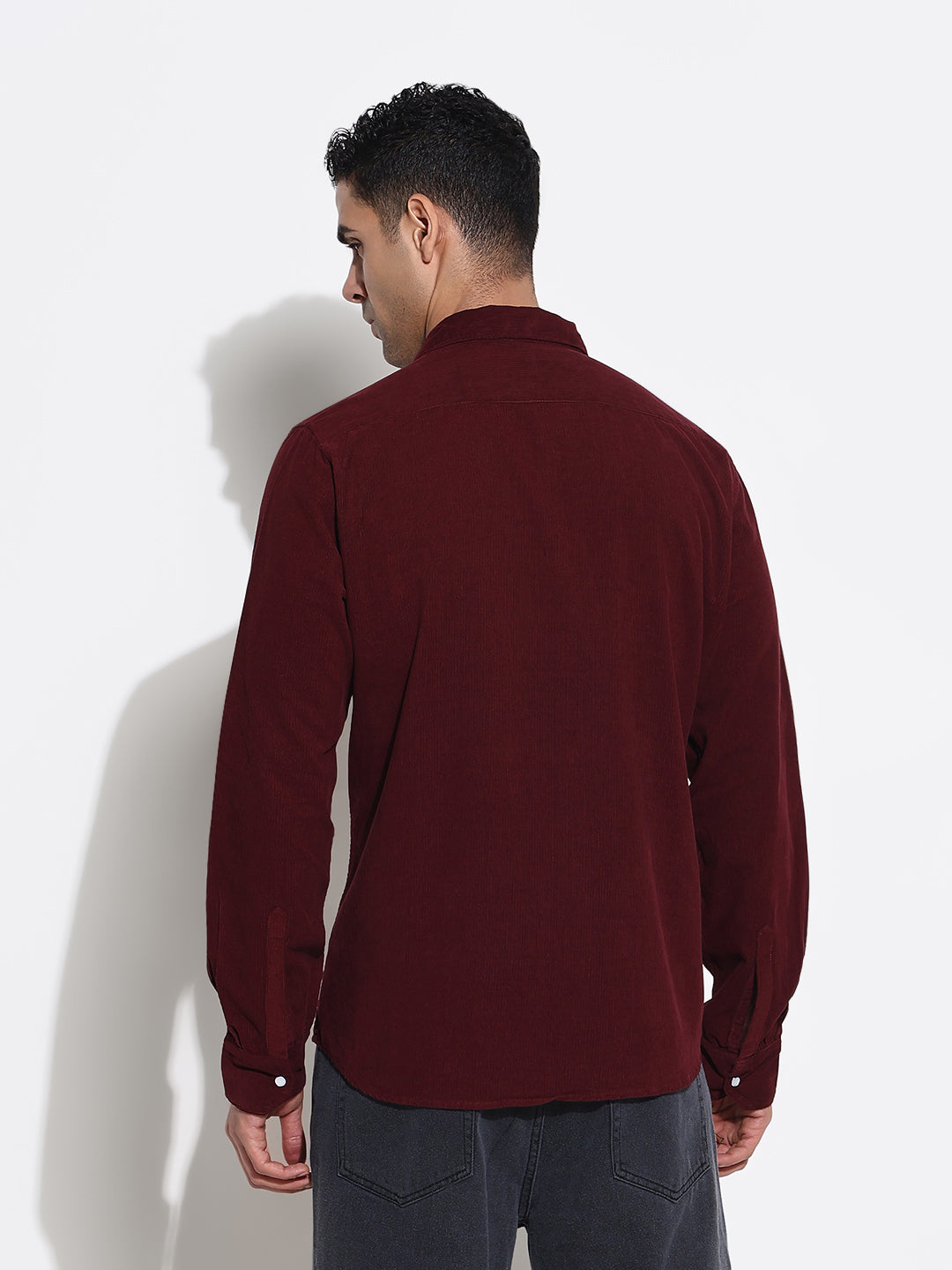 Men Burgundy Solid Shirt