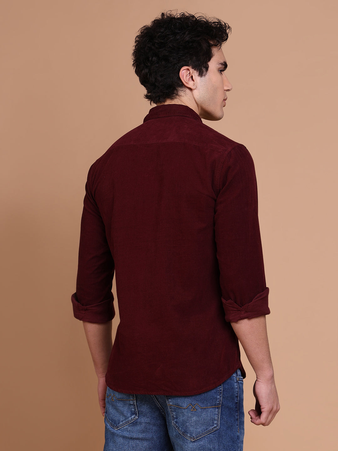 Men Burgundy Solid Shirt