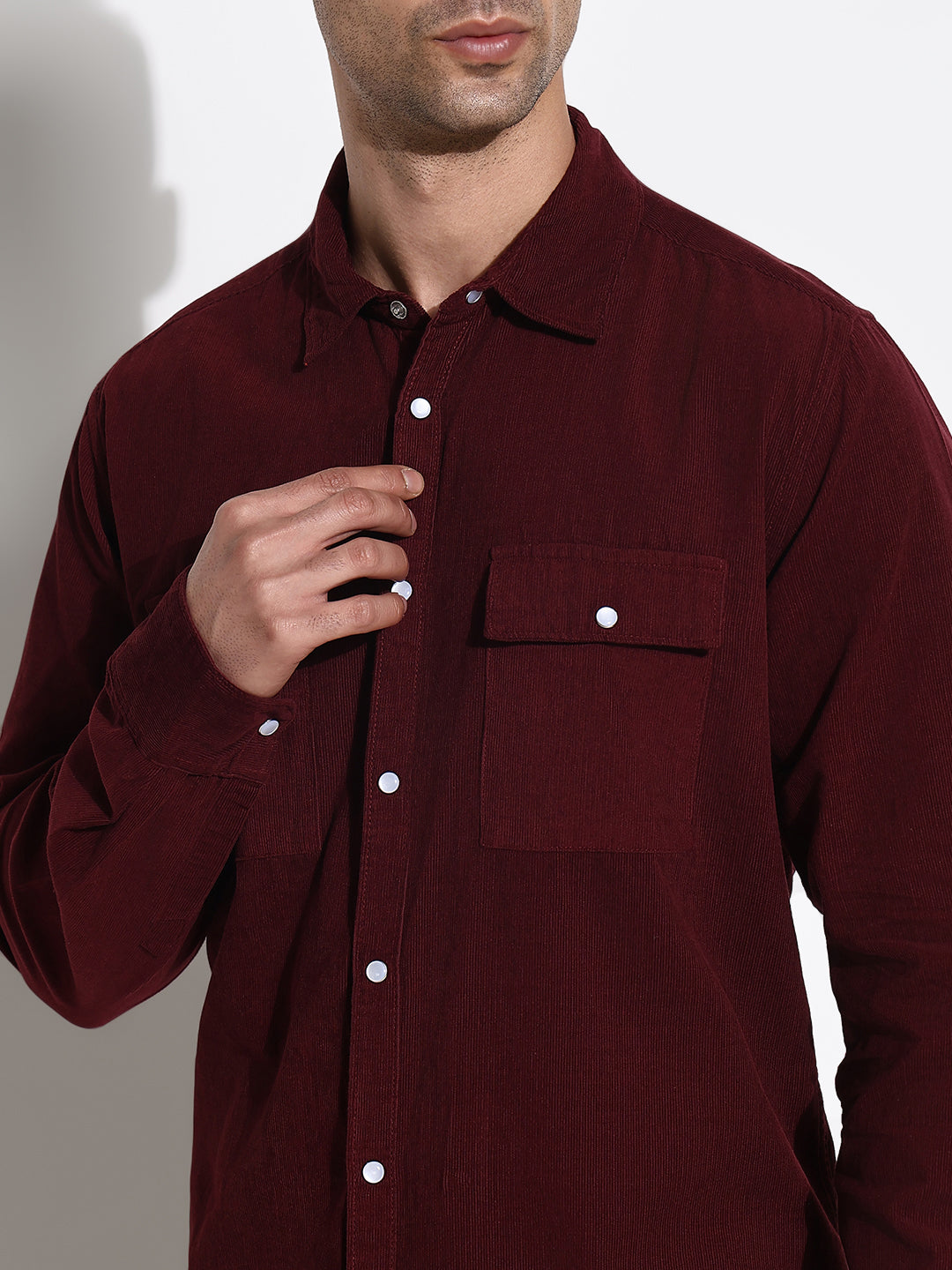 Men Burgundy Solid Shirt