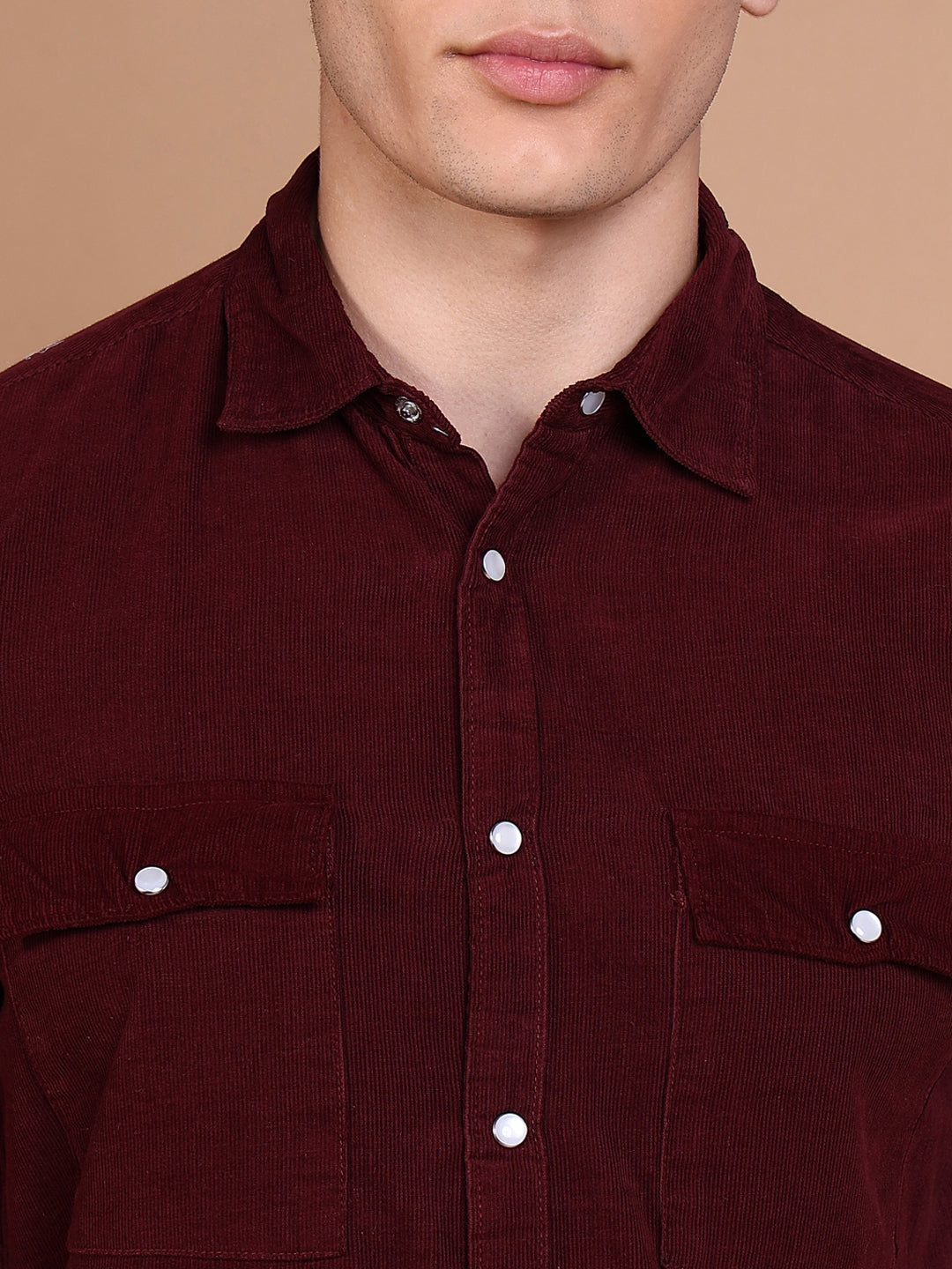 Men Burgundy Solid Shirt