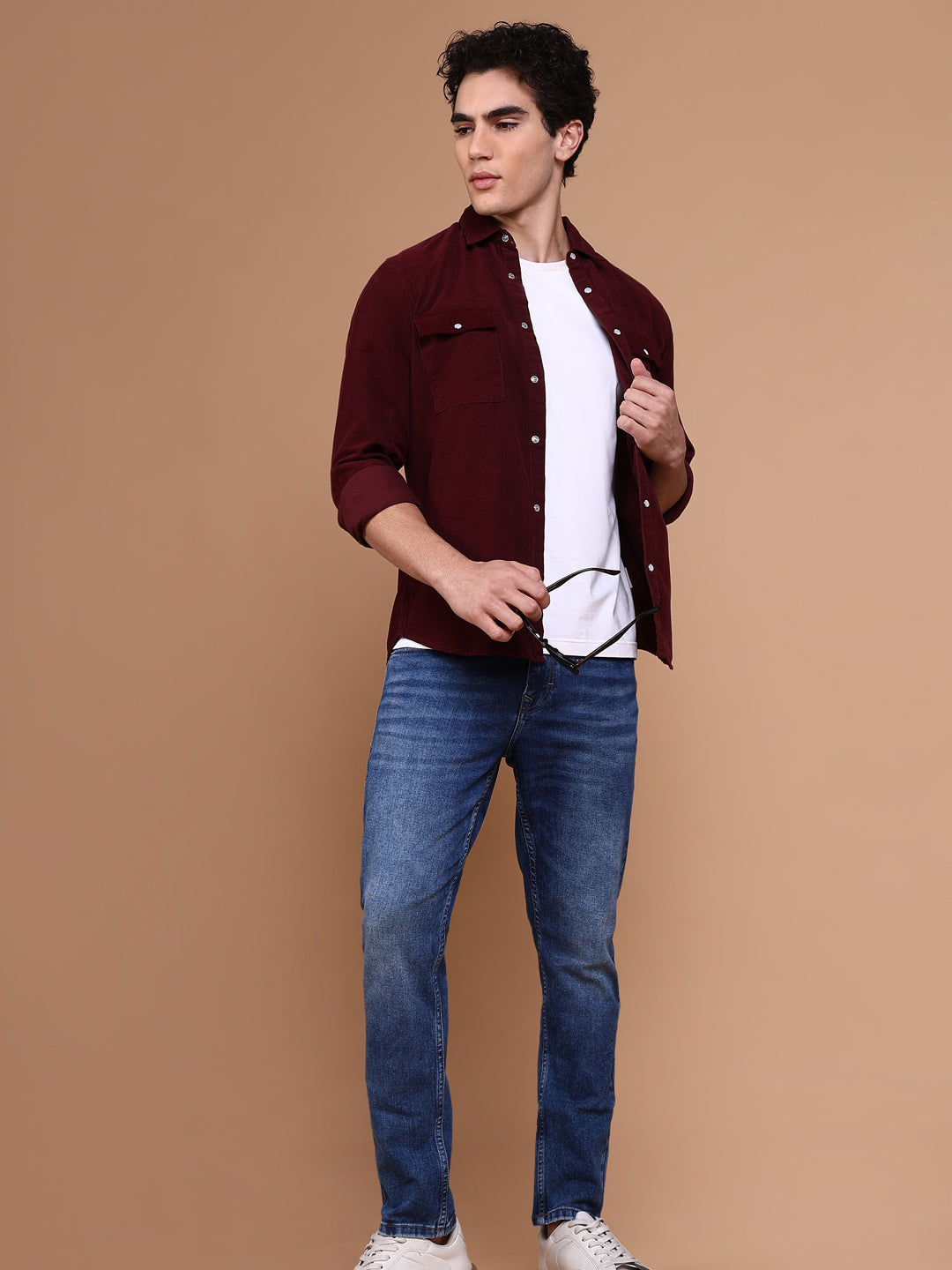 Men Burgundy Solid Shirt