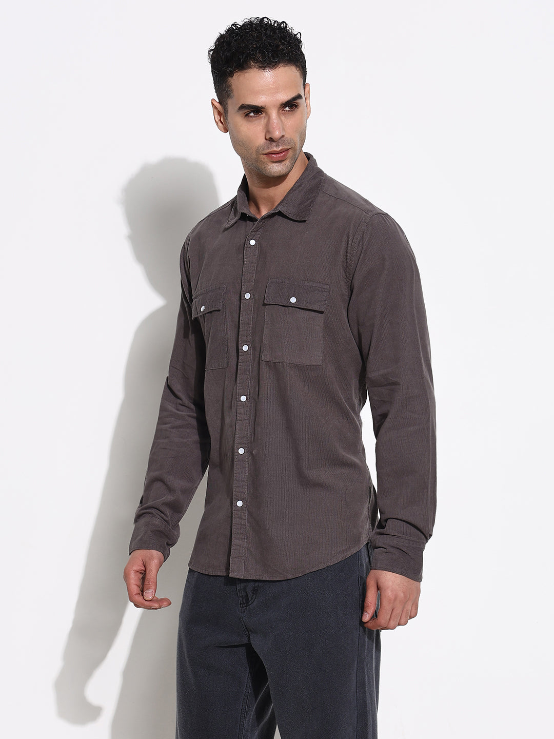 Men Grey Solid Shirt