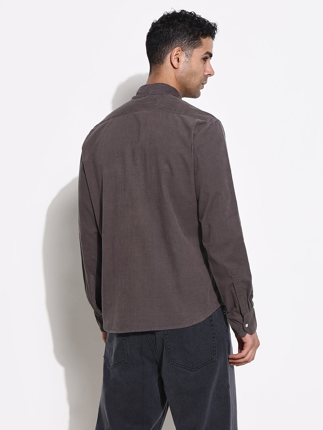 Men Grey Solid Shirt