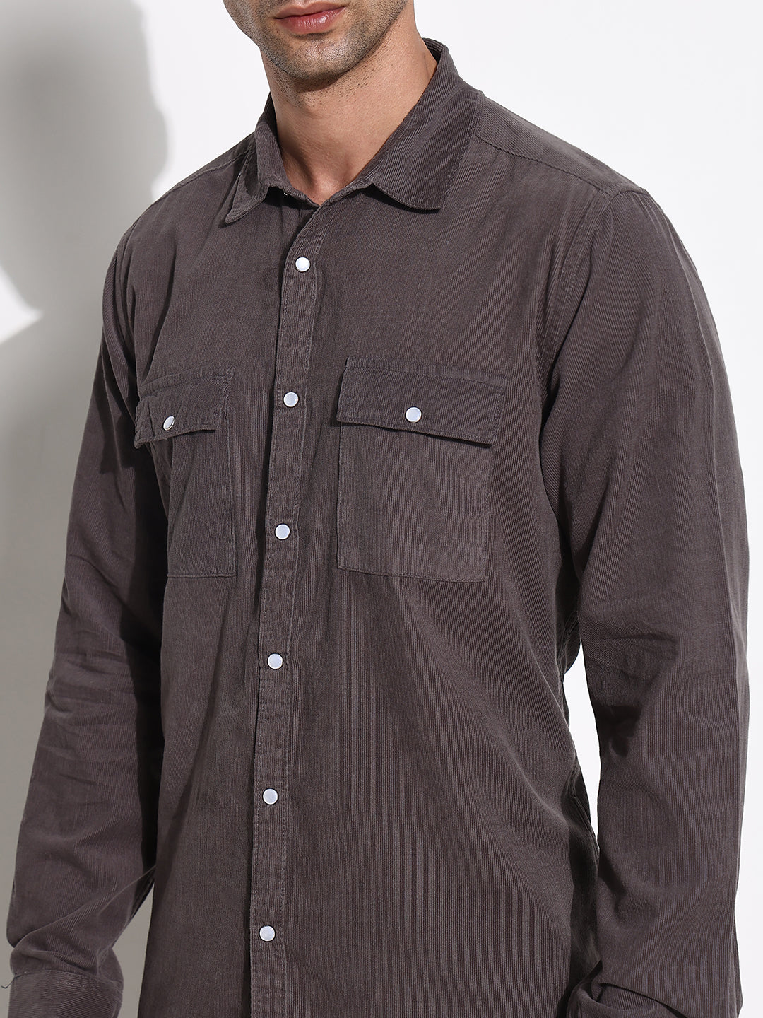 Men Grey Solid Shirt