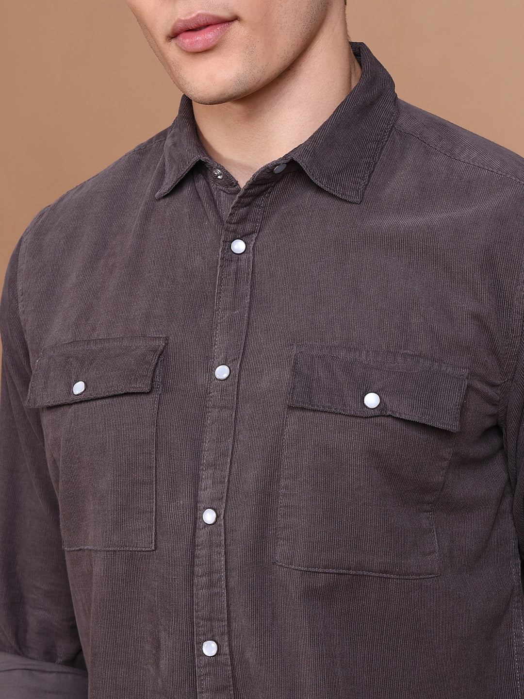 Men Grey Solid Shirt