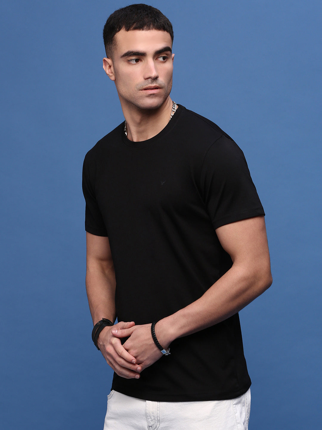 Men Black Slim Fit T Shirt