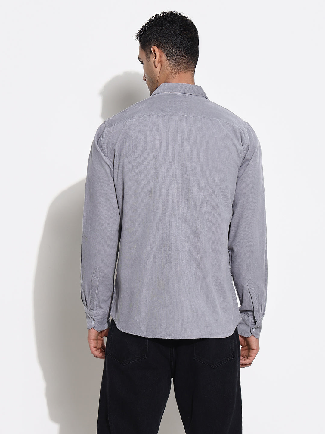 Men Grey Solid Slim Fit Shirt