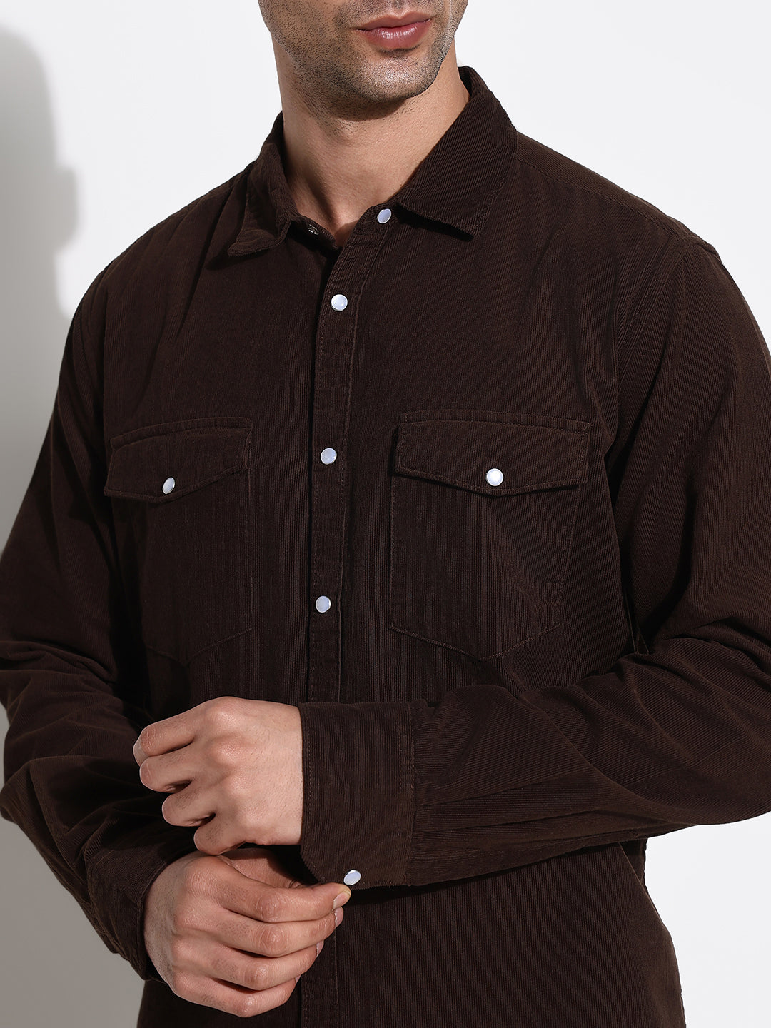 Men Brown Solid Slim Fit Shirt