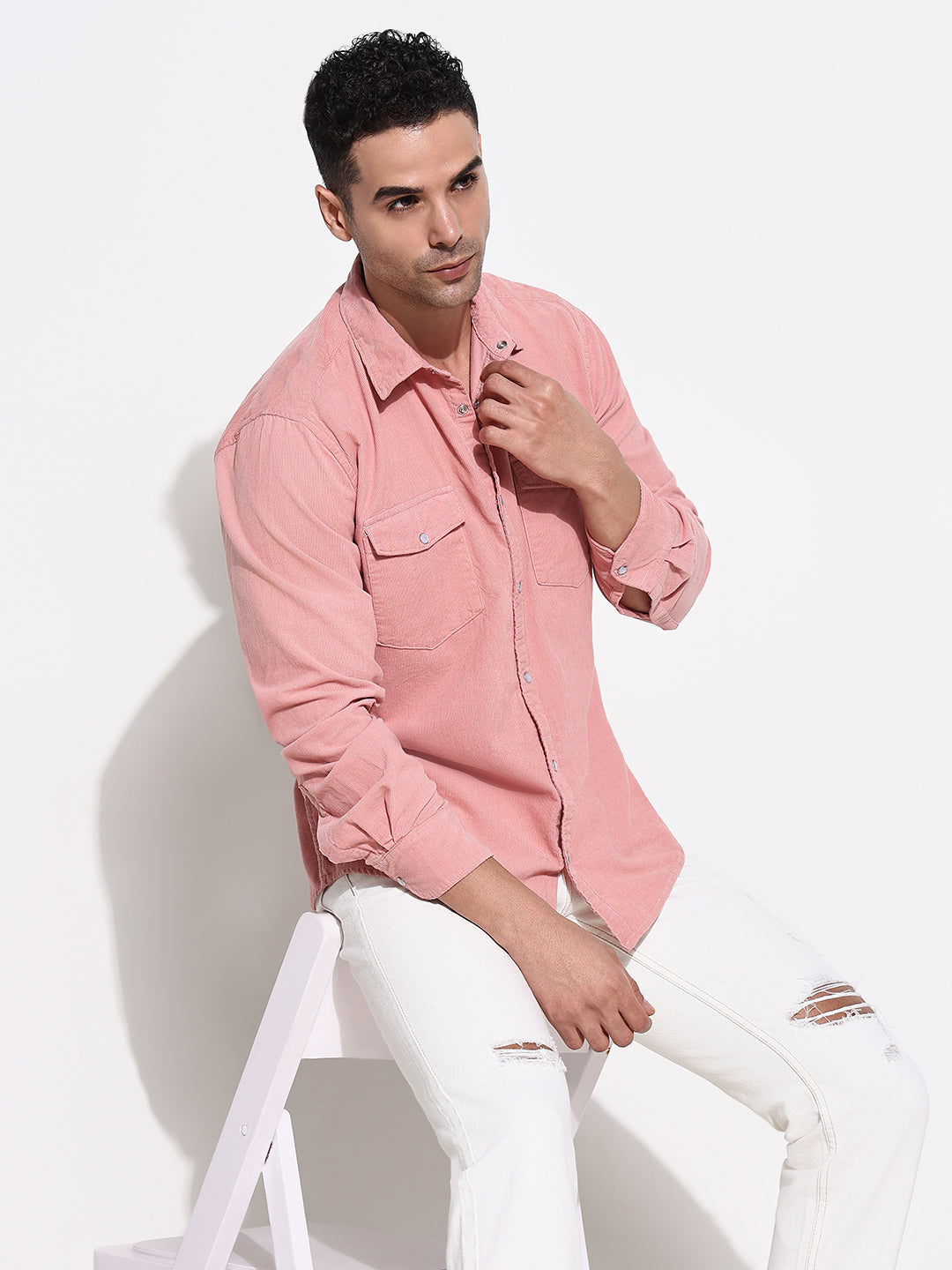 Men Pink Solid Slim Fit Shirt