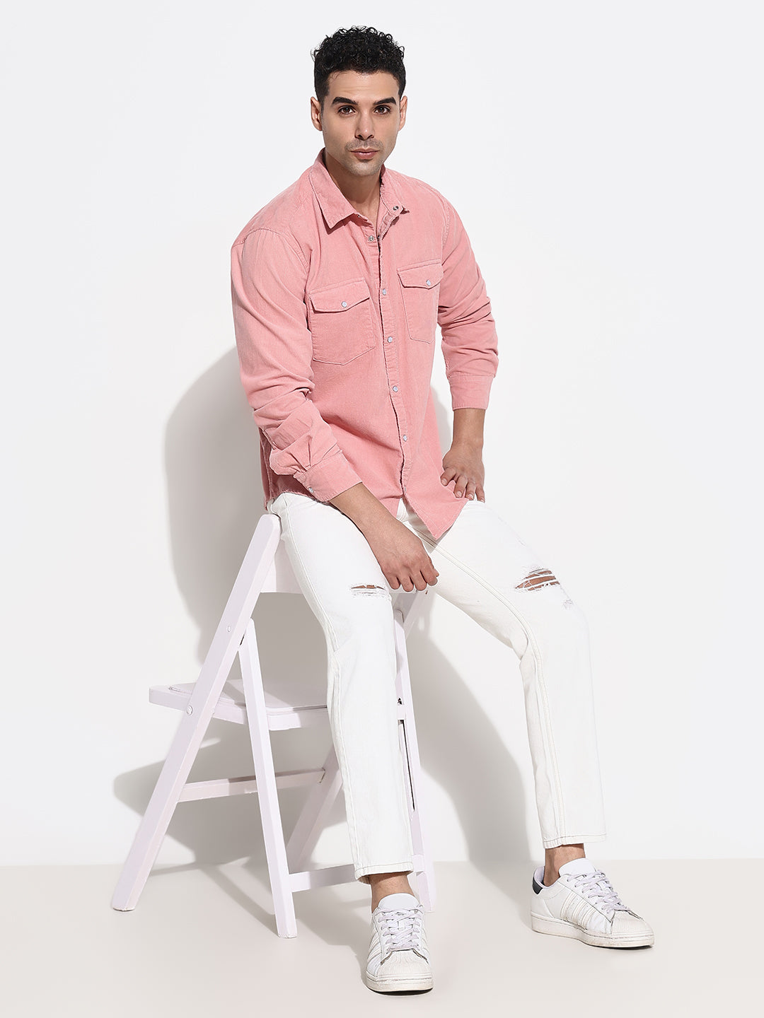 Men Pink Solid Slim Fit Shirt