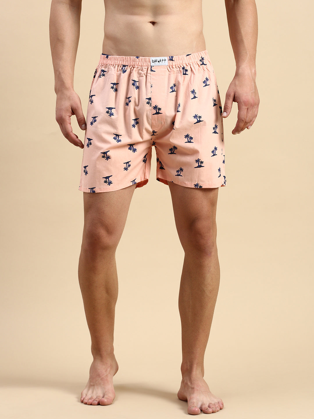 Men Printed Peach Boxers