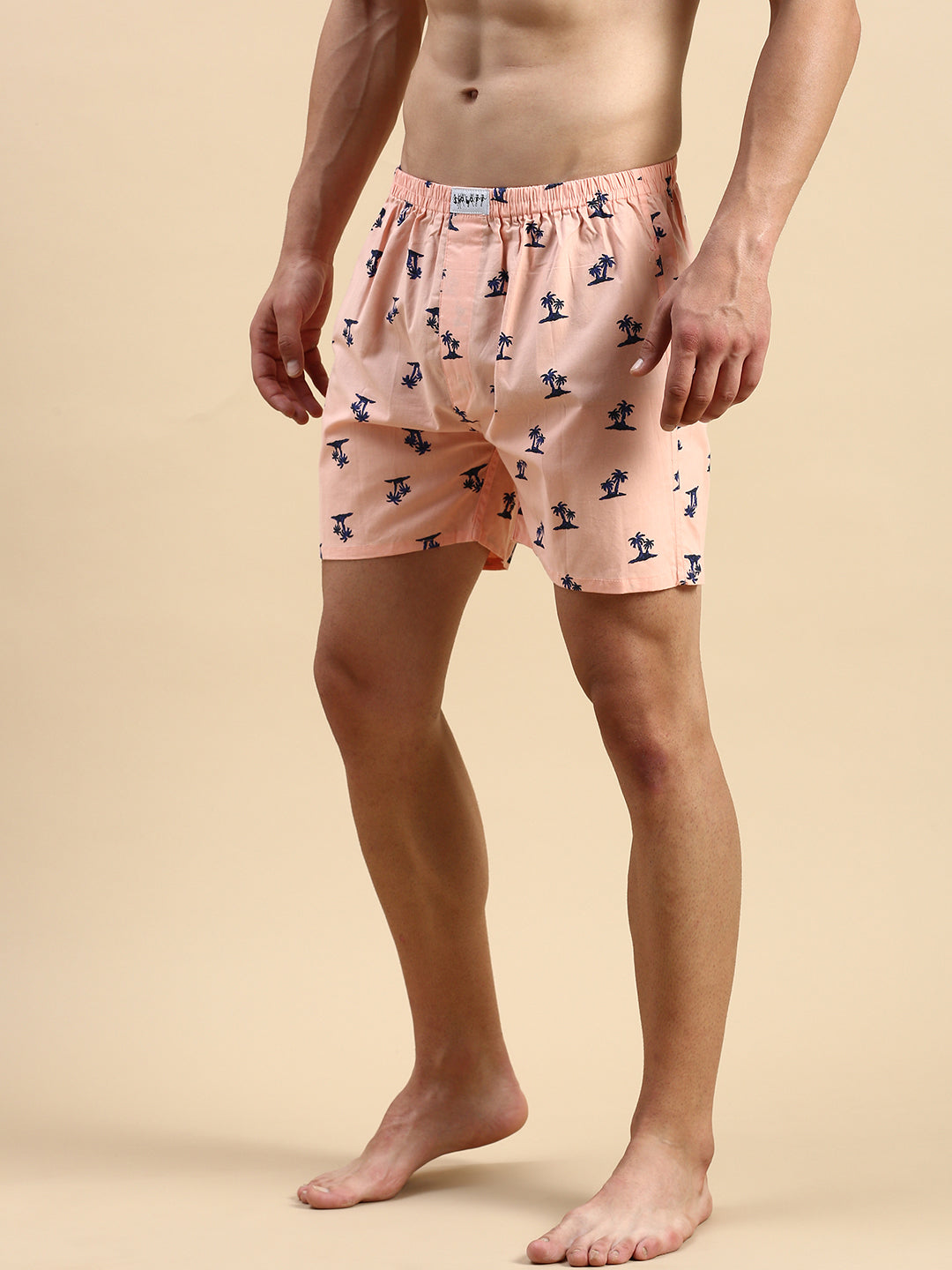 Men Printed Peach Boxers