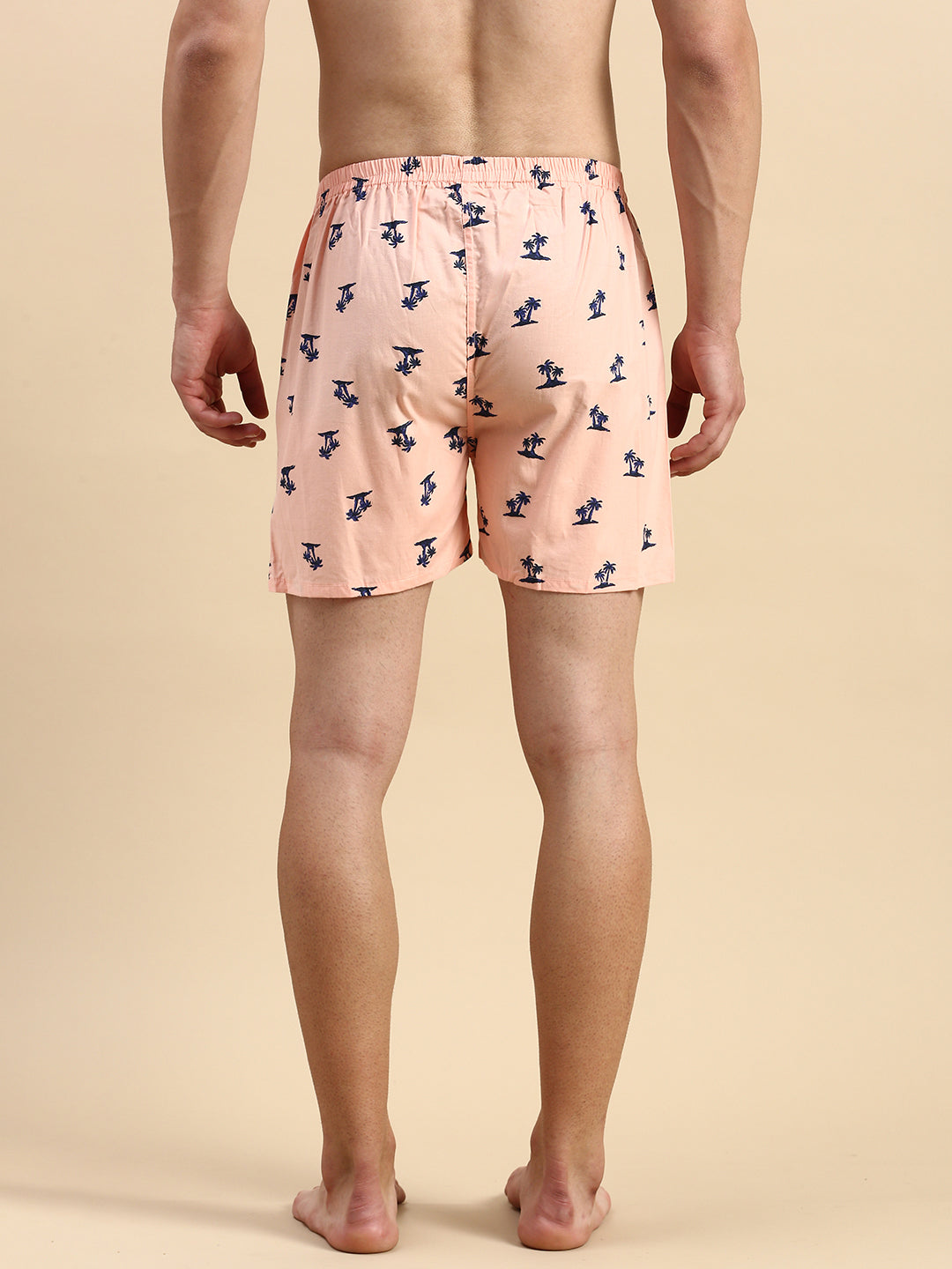 Men Printed Peach Boxers