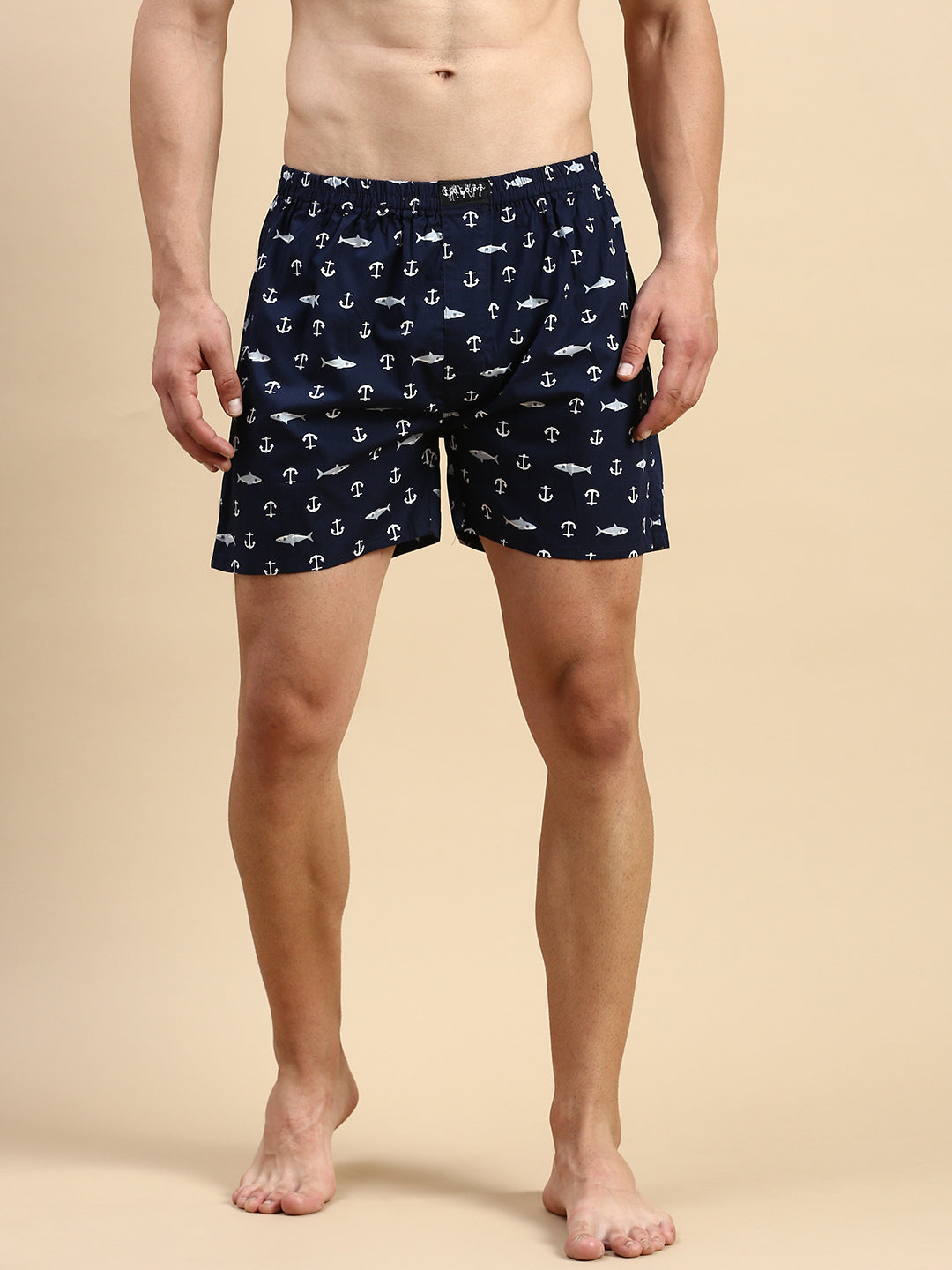 Men Printed Navy Blue Boxers