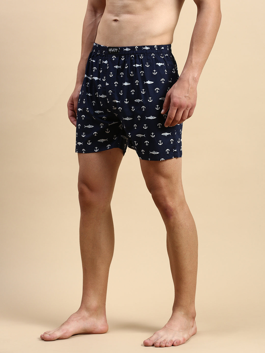 Men Printed Navy Blue Boxers