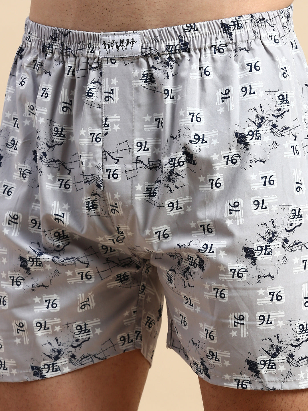 Men Printed Grey Boxers