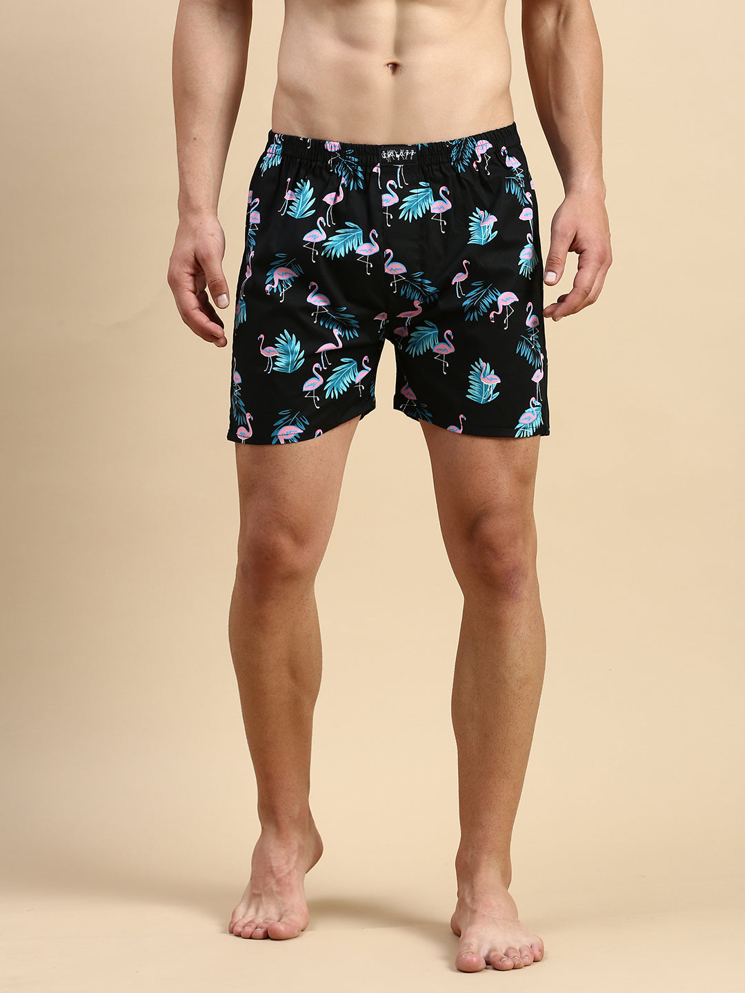 Men Printed Black Boxers