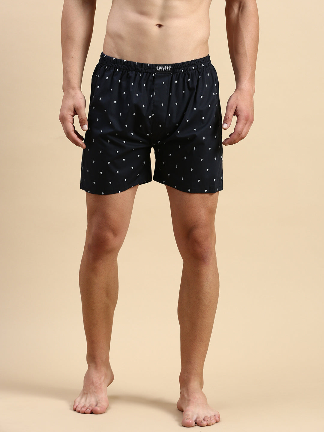 Men Printed Navy Blue Boxers