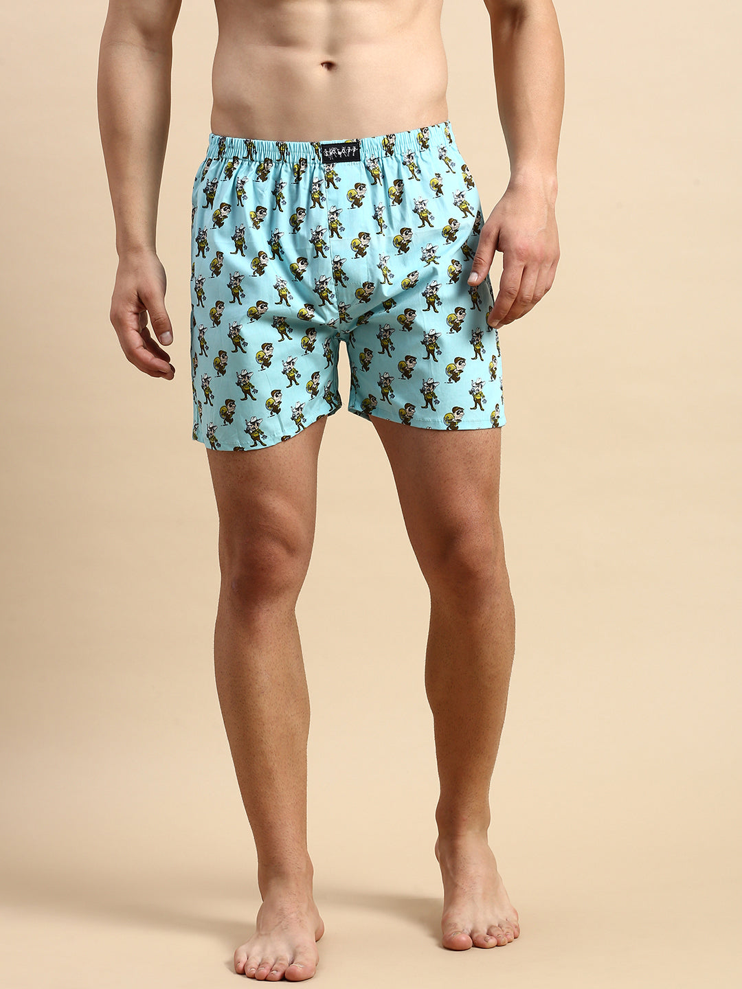 Men Printed Turquoise Blue Boxers