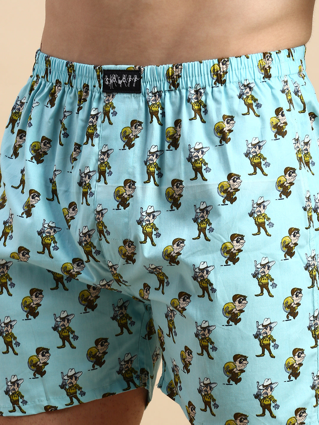 Men Printed Turquoise Blue Boxers