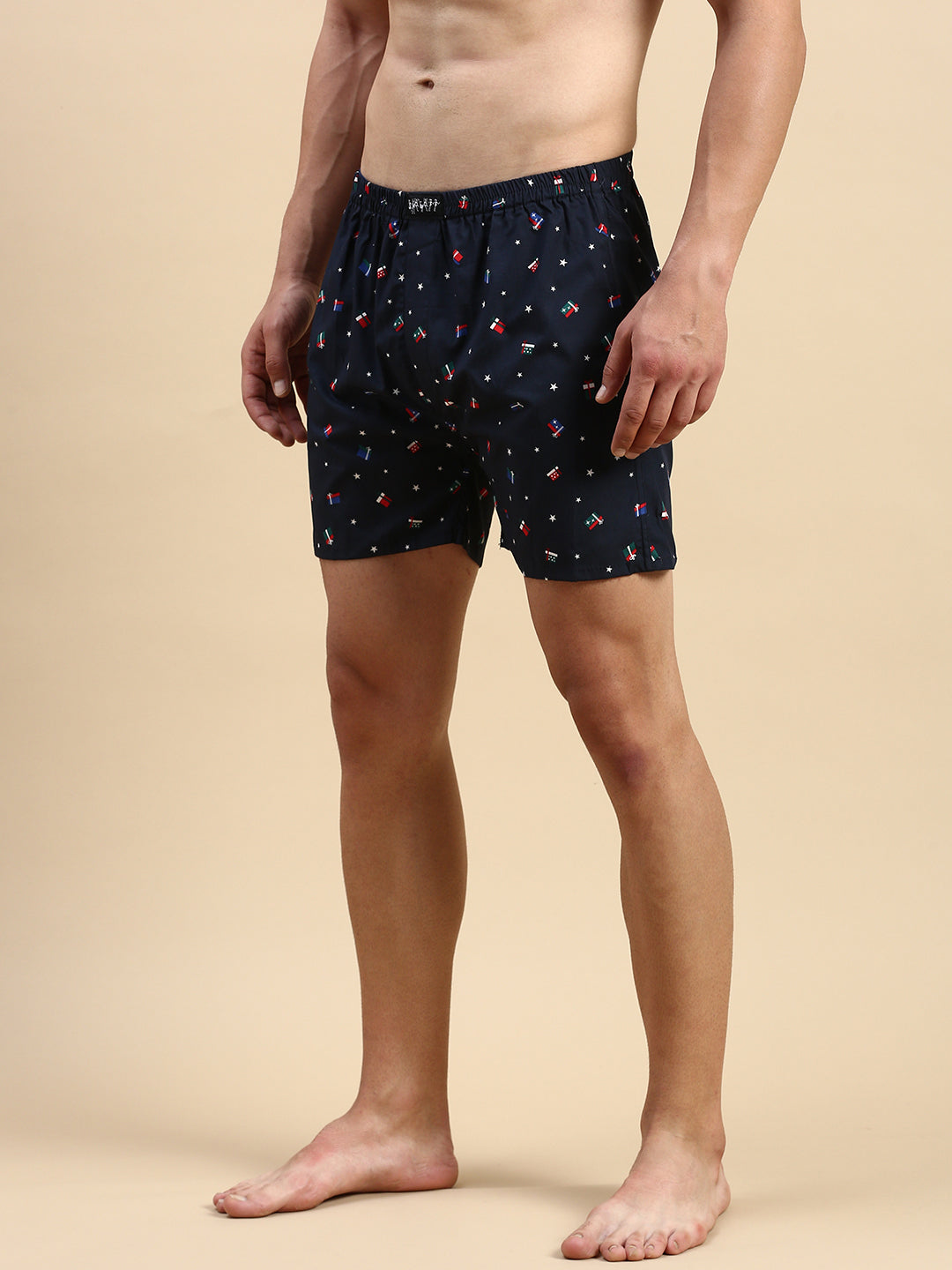 Men Printed Navy Blue Boxers