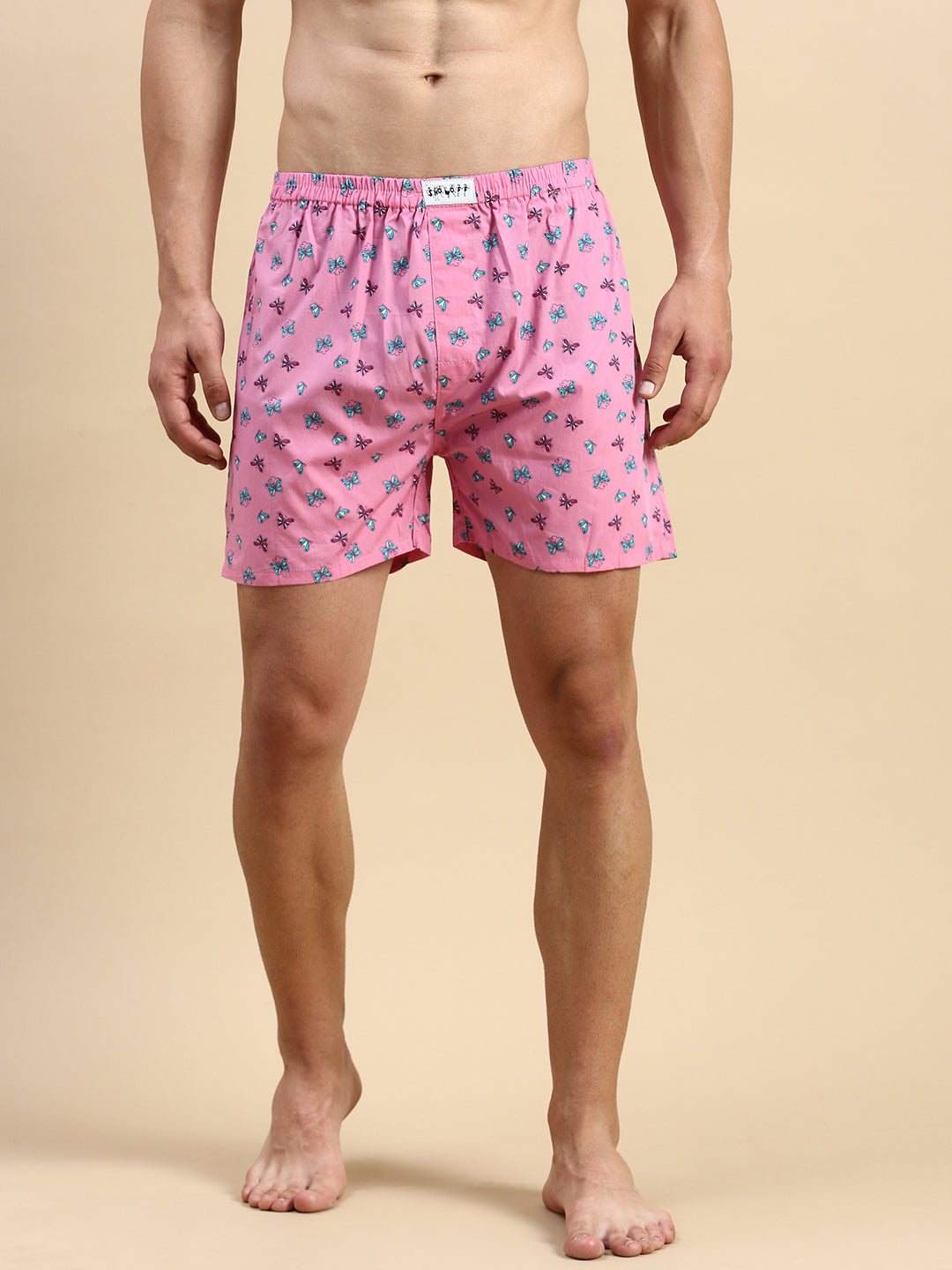 Men Printed Pink Boxers