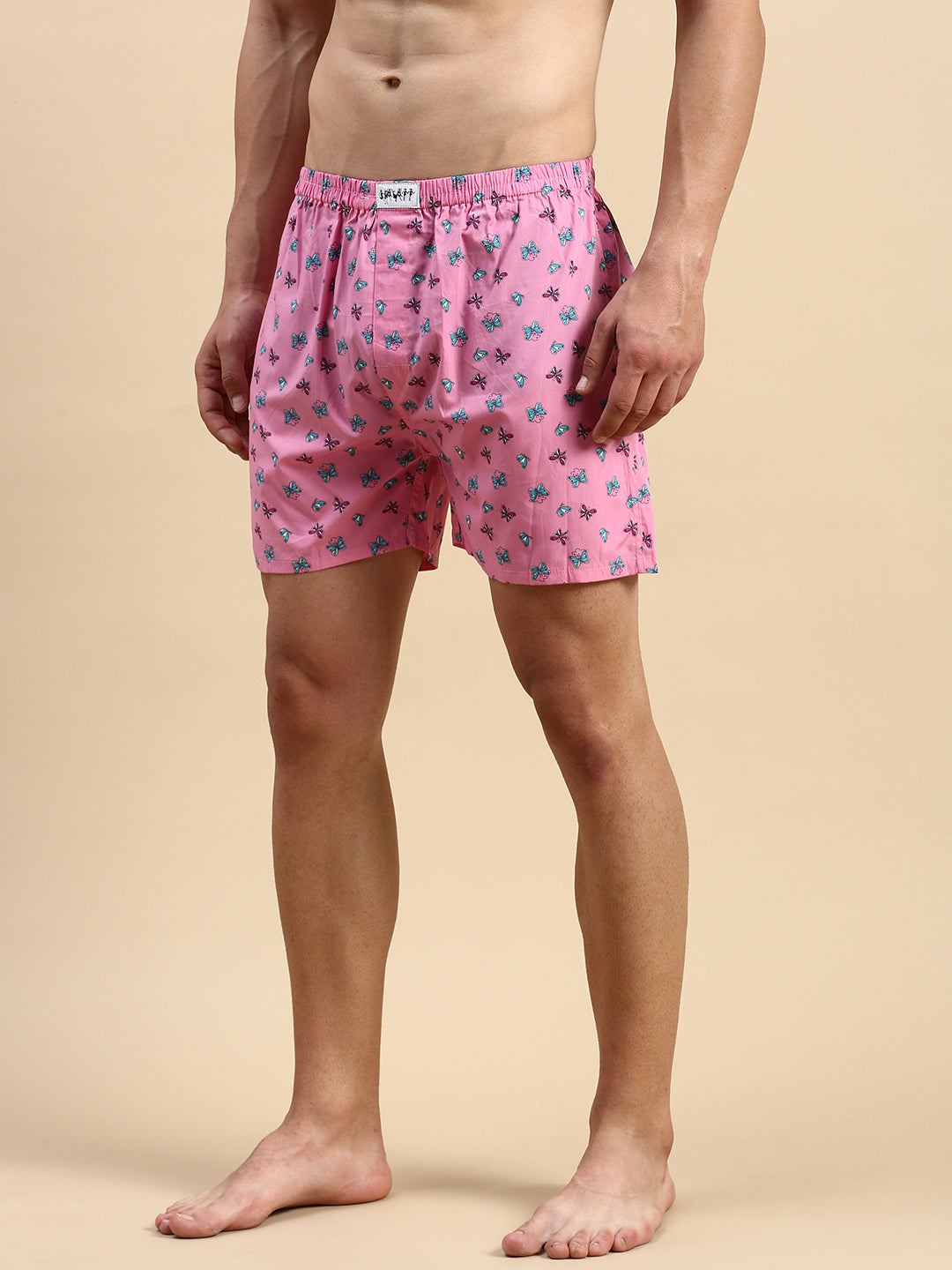 Men Printed Pink Boxers