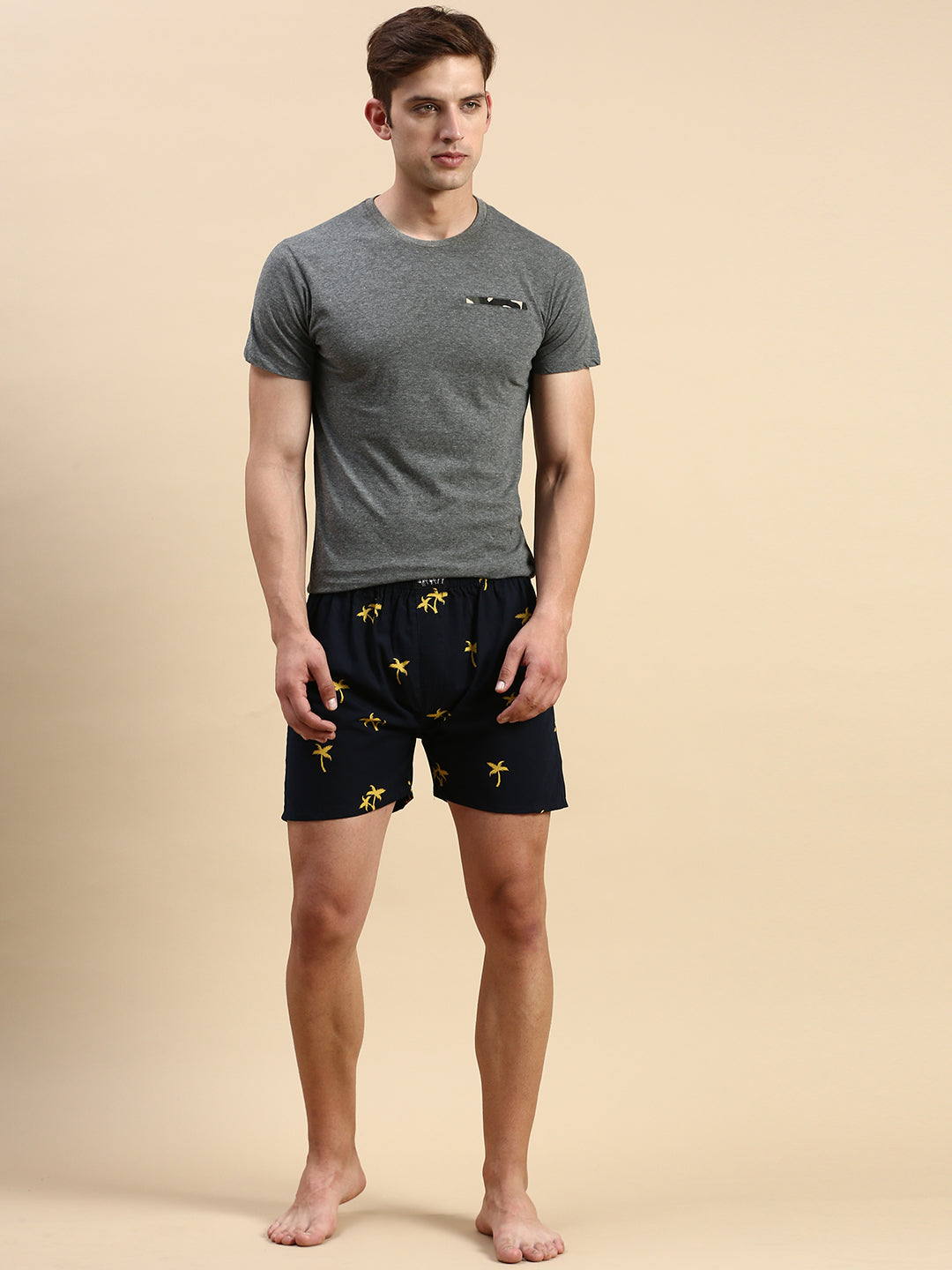 Men Printed Navy Blue Boxers