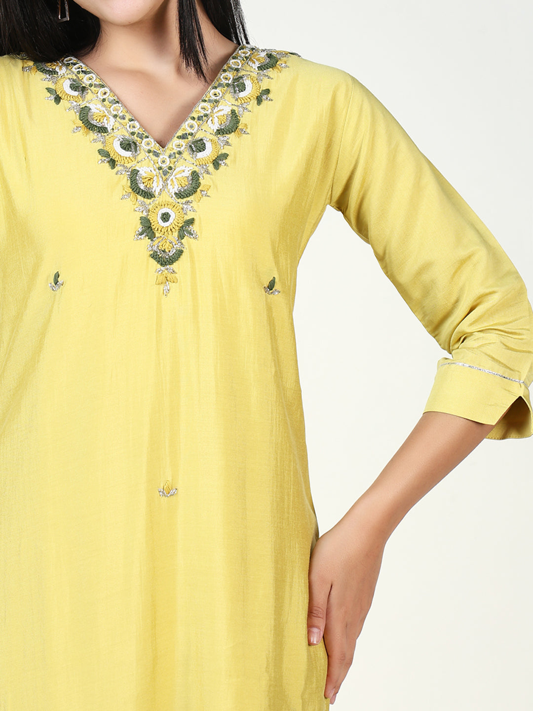 Women Solid Yellow Kurta Set with Dupatta