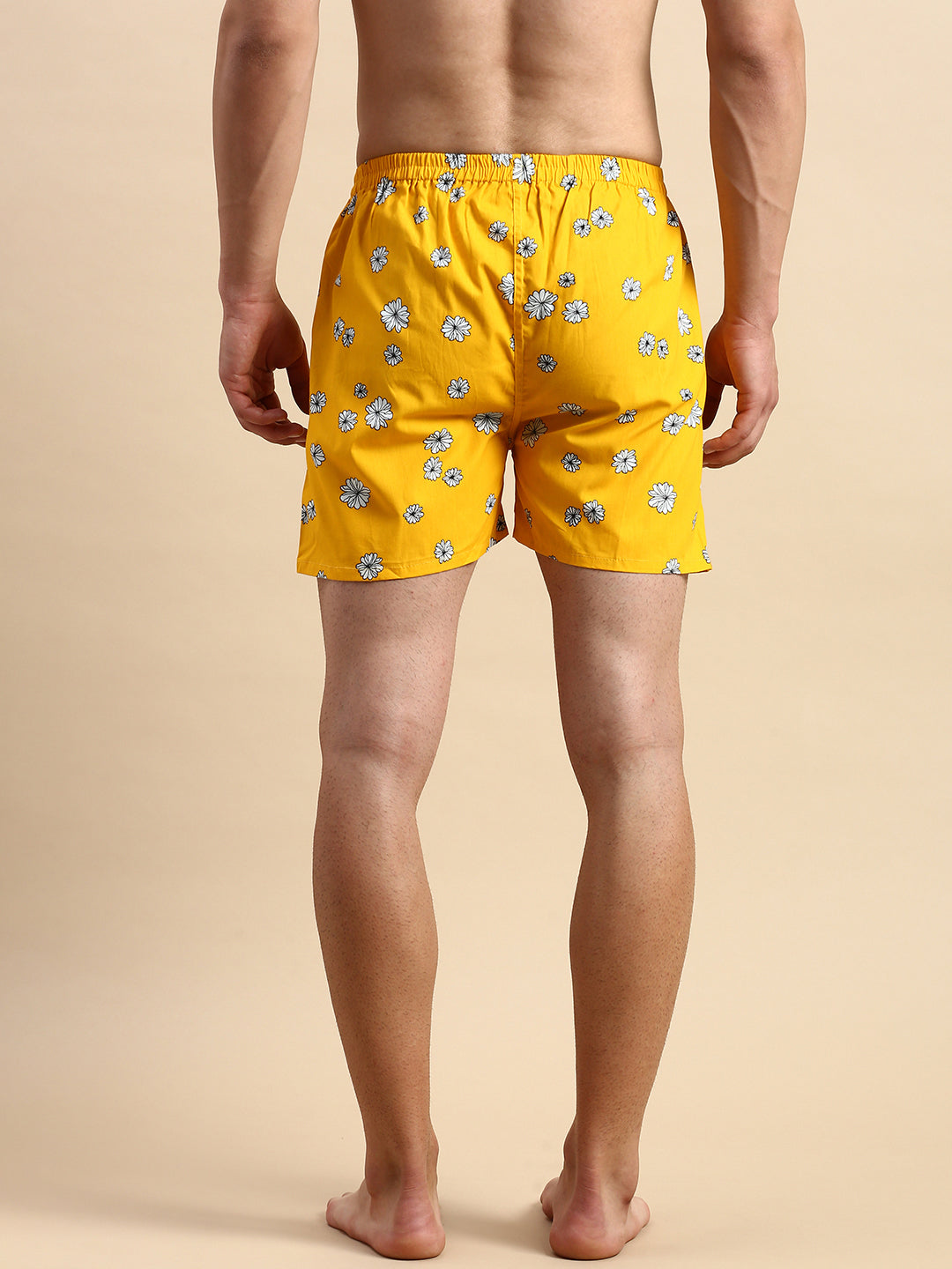 Men Printed Yellow Boxers