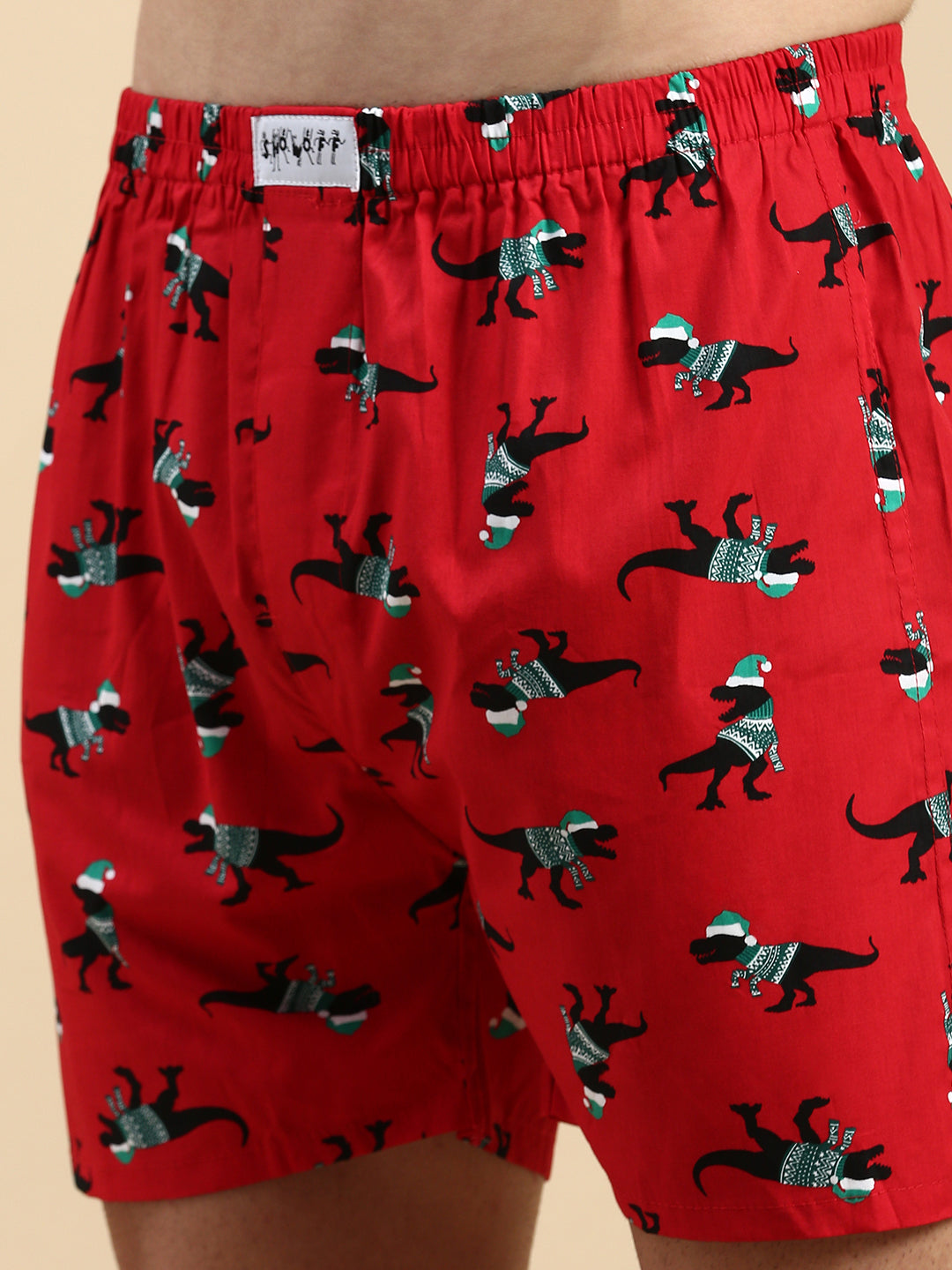 Men Printed Red Boxers