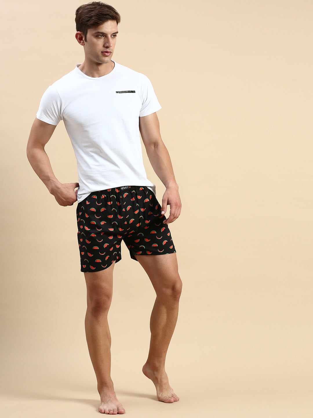 Men Printed Black Boxers